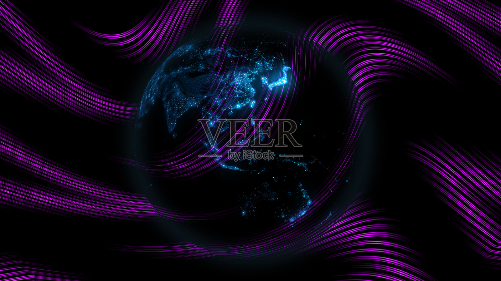 广播数据数字地球地球仪广播数据数字地球地球仪紫色和青蓝概念照片摄影图片