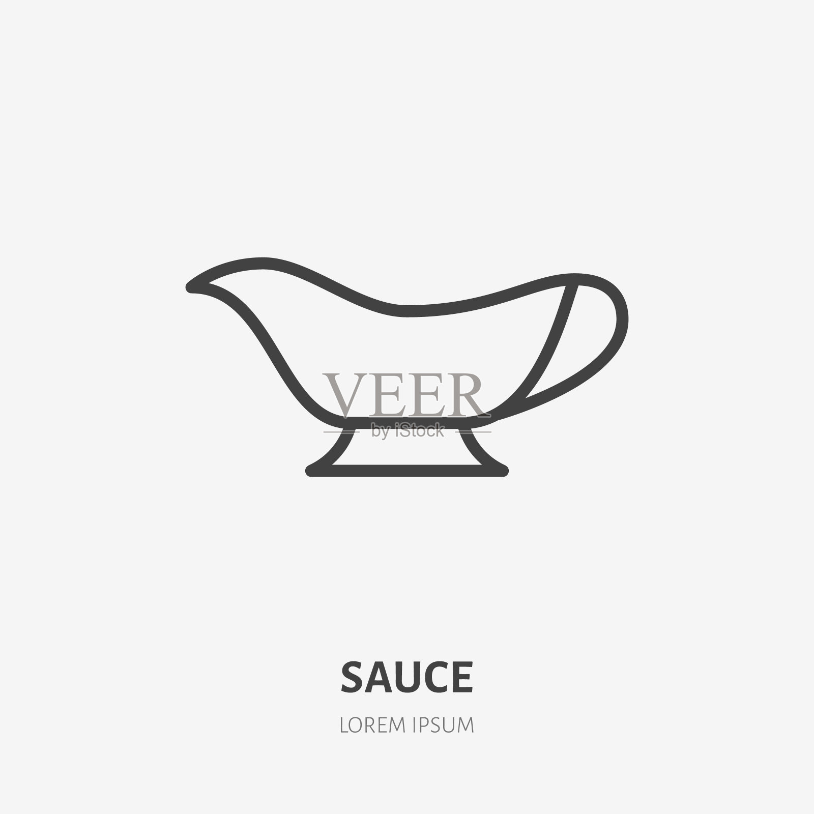 酱平线图标。矢量薄标志，说明酱船餐厅菜单插画图片素材