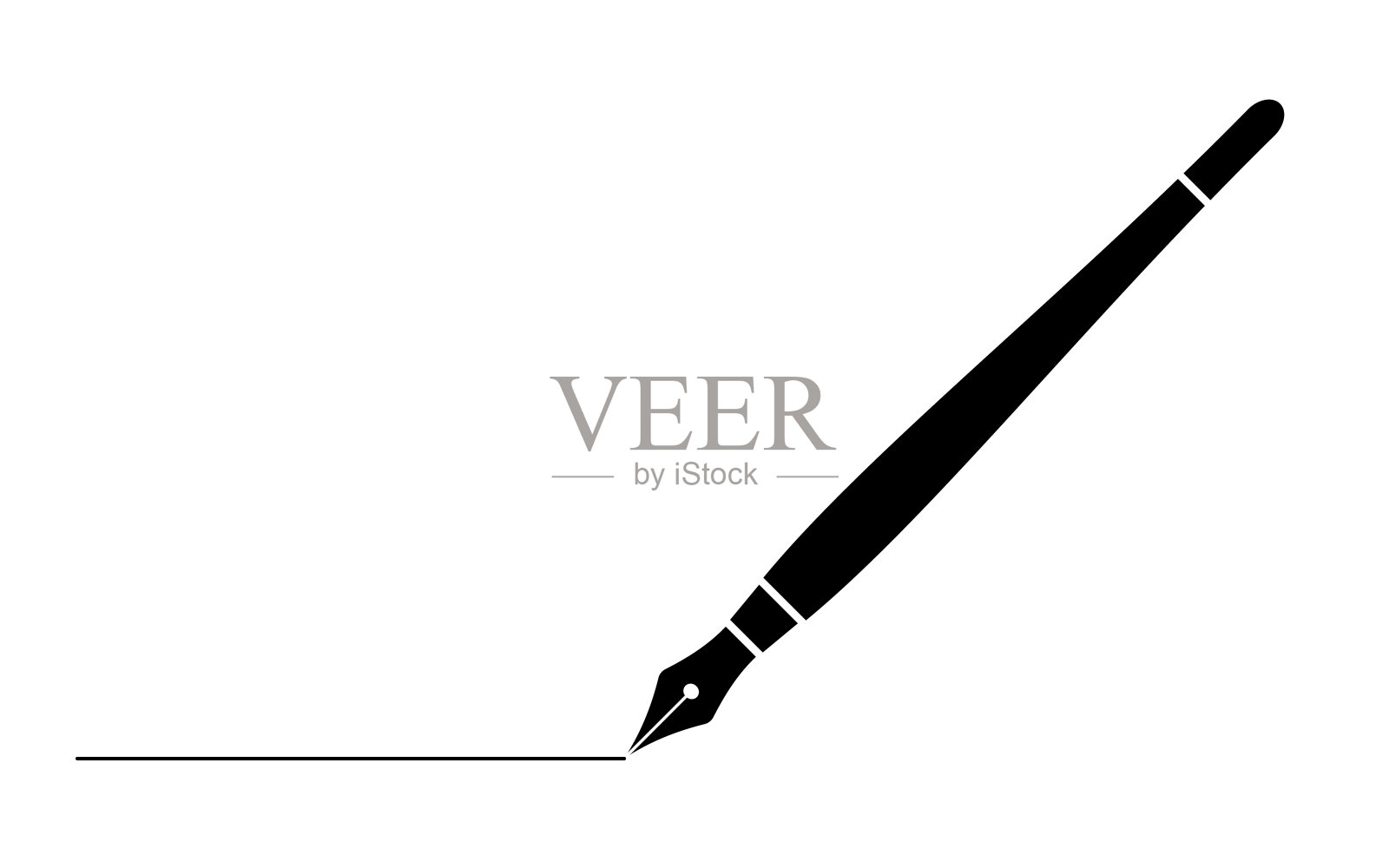 黑色商务钢笔与线隔离在白色的网页，应用程序和设计矢量插图插画图片素材