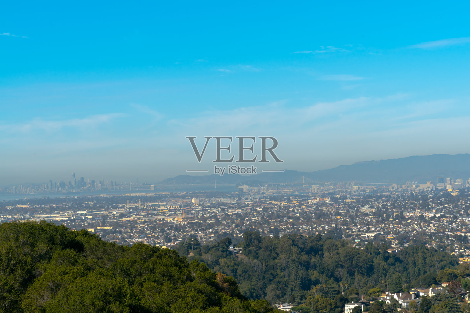 奥克兰和旧金山的全景照片摄影图片