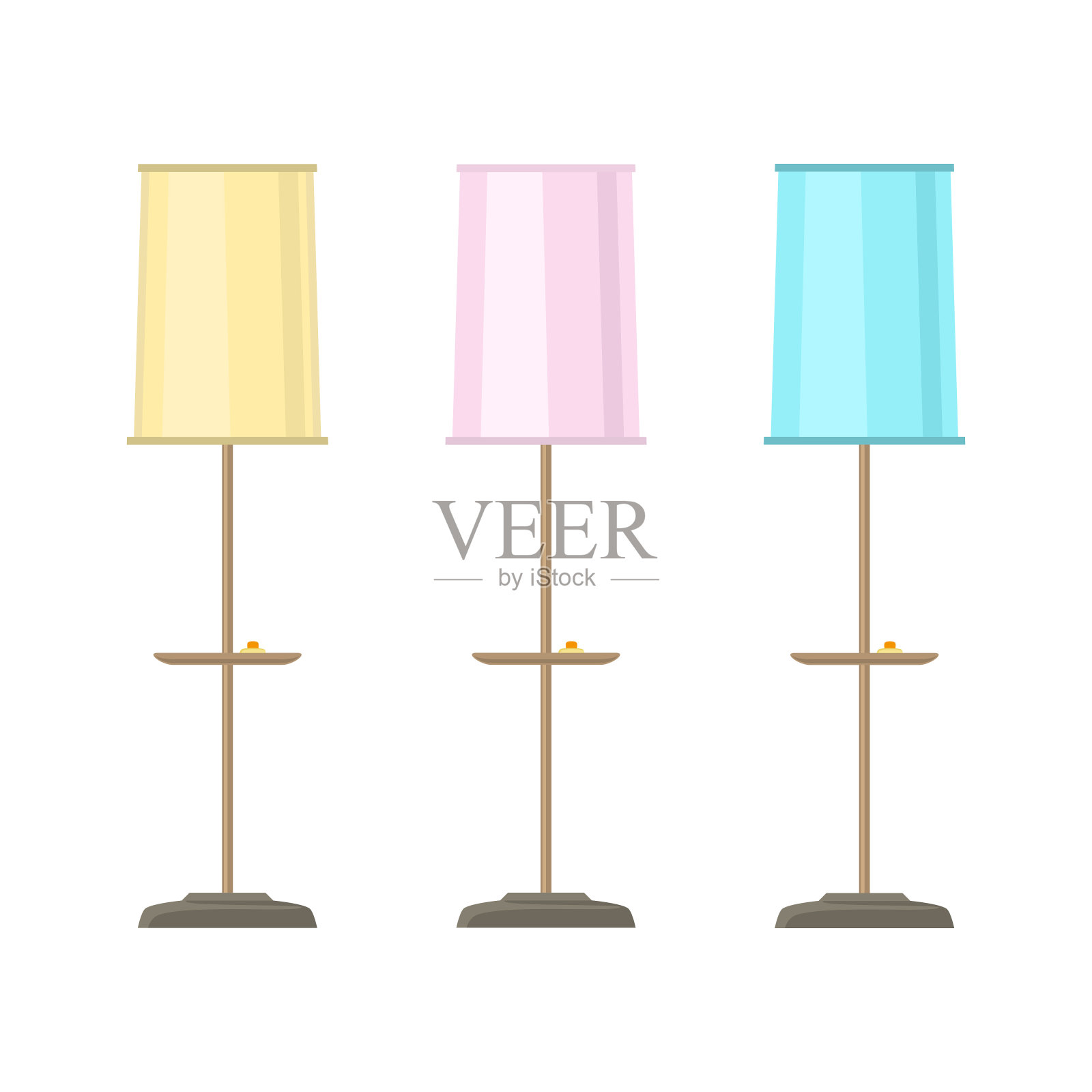 一套落地灯孤立在白色上插画图片素材