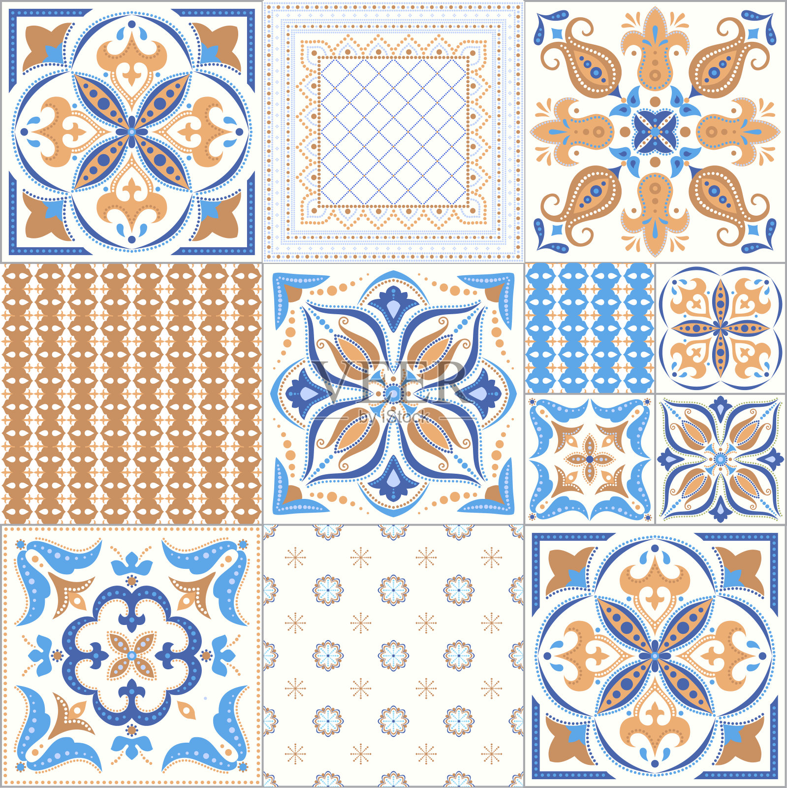 瓷砖图案背景插画图片素材