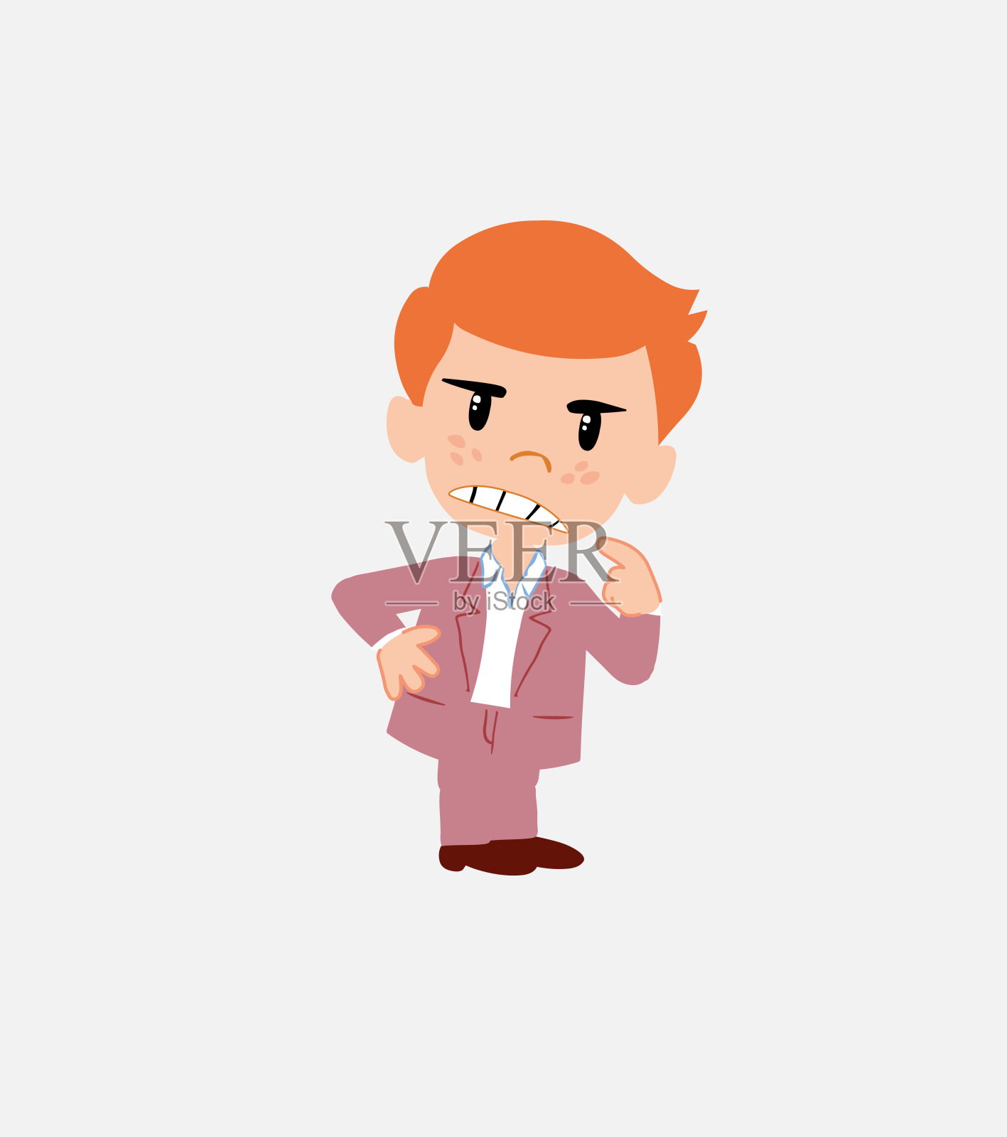 商人在潇洒休闲的风格沉思，有些生气。设计元素图片