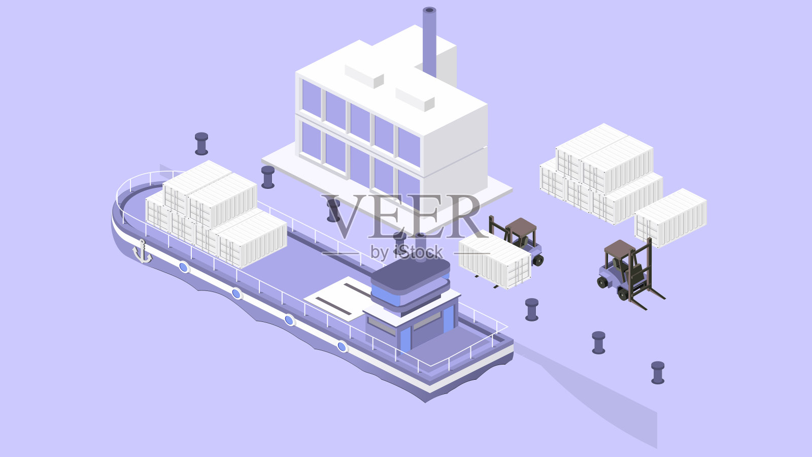 等距海运港口插画图片素材