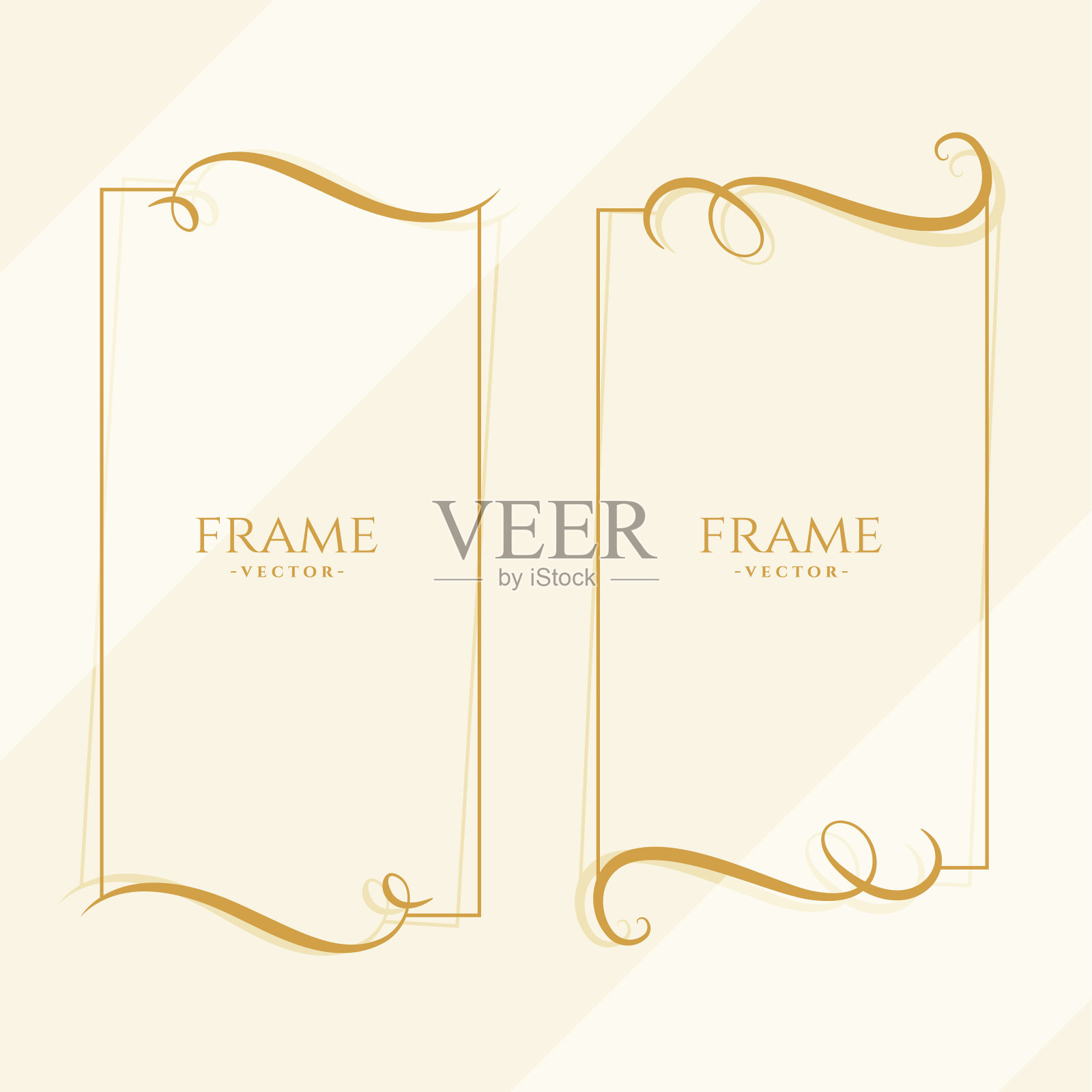 两个优雅的金色花框模板设计元素图片