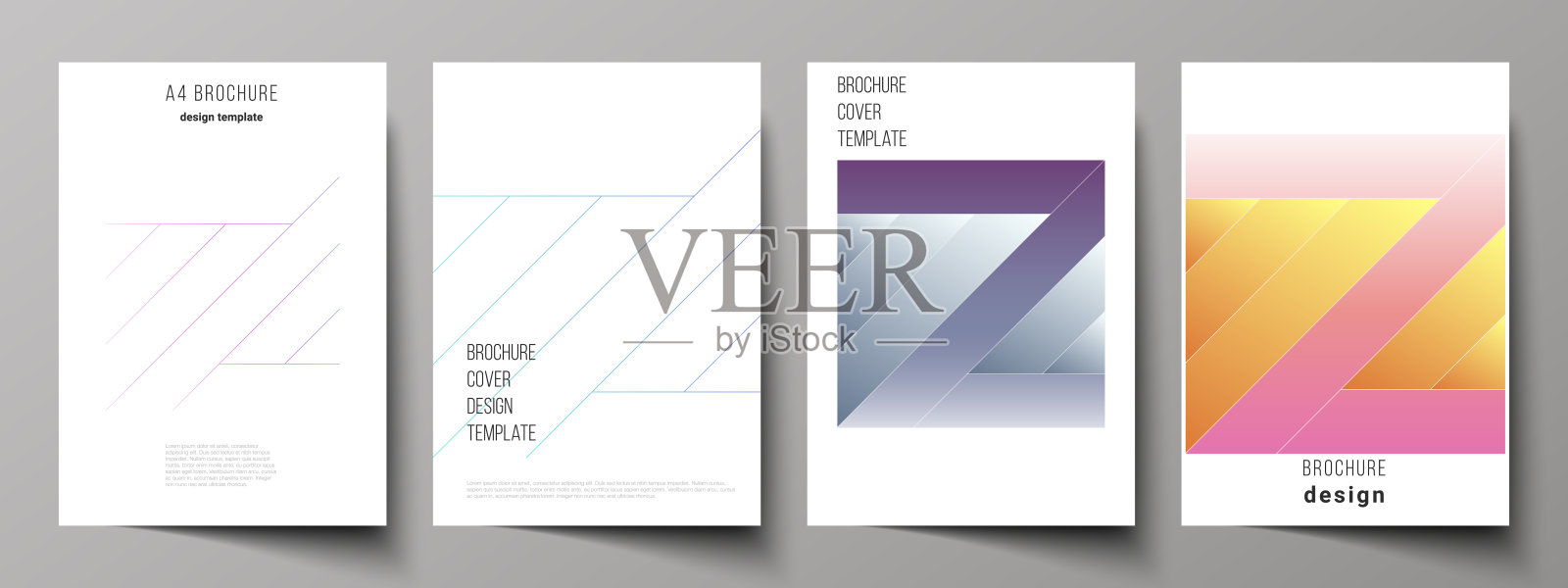 矢量插图可编辑布局A4格式现代封面模型设计模板的小册子，杂志，传单，小册子，年度报告。创意现代封面理念，色彩丰富的背景。插画图片素材