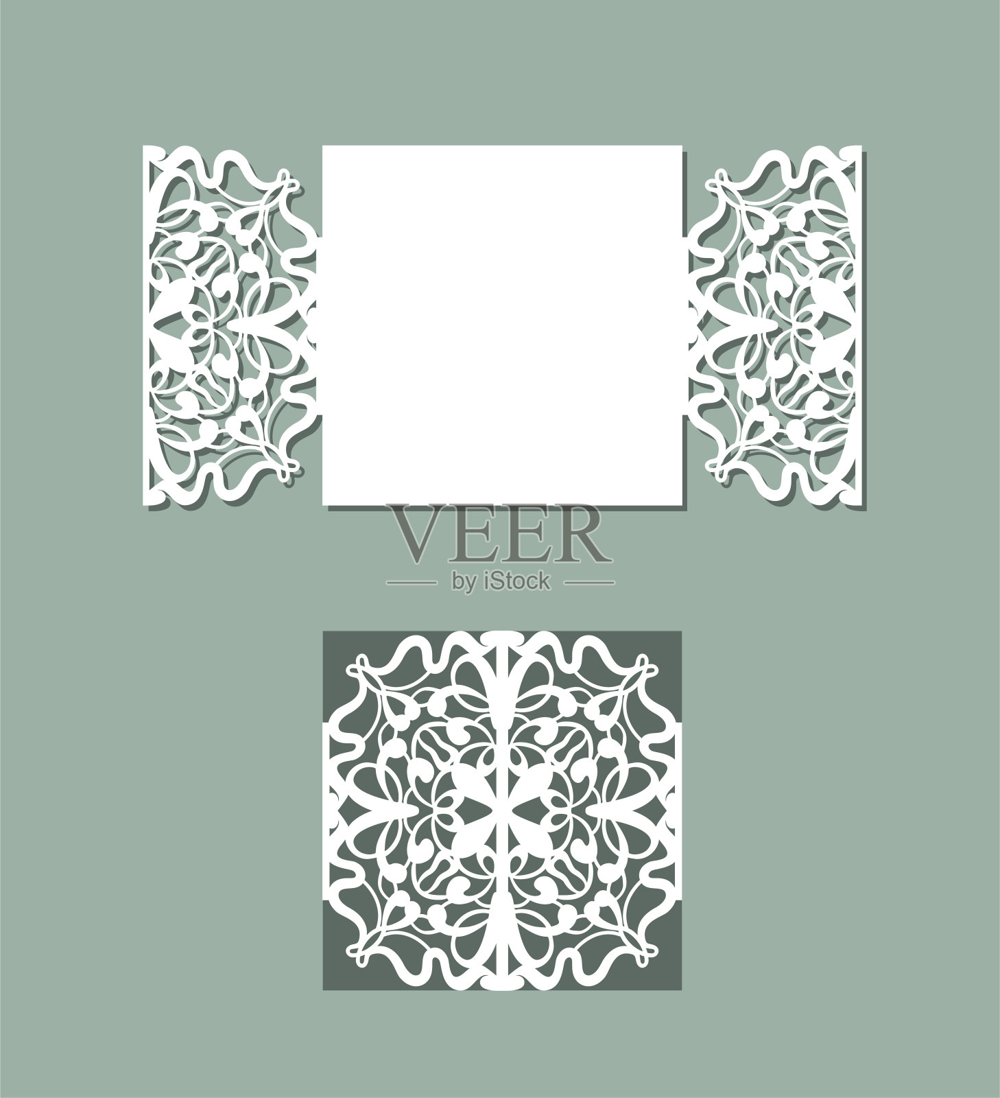 激光切割面板设计。花卉设计墙面装饰。矢量模板切割。邀请卡。插画图片素材