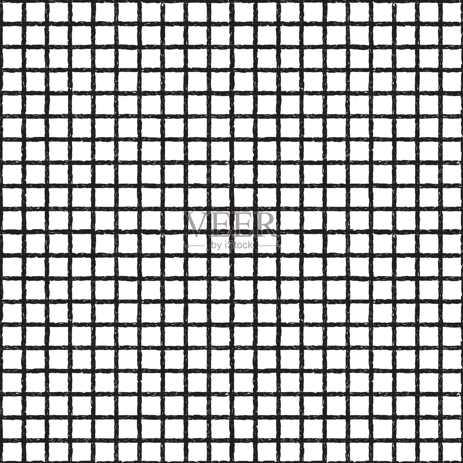 黑色和白色褴褛或窗格子背景。无缝矢量纺织模式。手绘涂鸦检查重复模式瓷砖-矢量插画图片素材