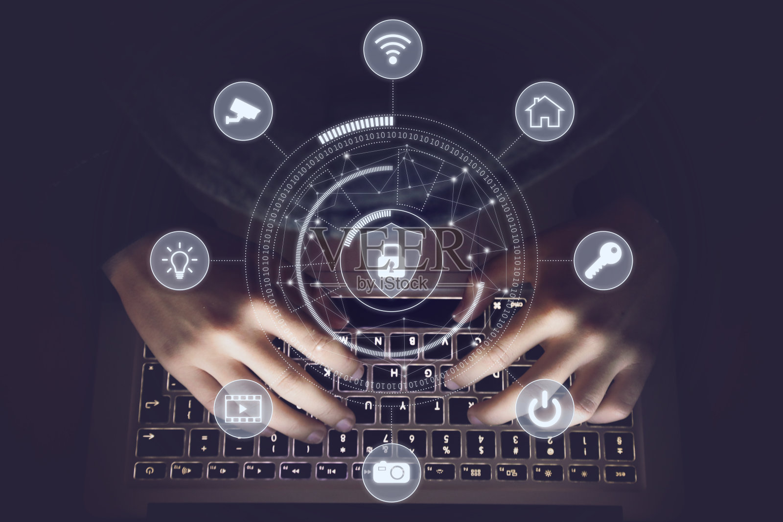 黑客上网电脑犯罪网络攻击智能家居网络安全密码保护照片摄影图片