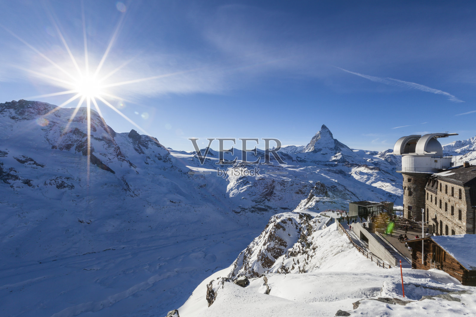 Matterhorn和gornergrat天文台，瑞士照片摄影图片