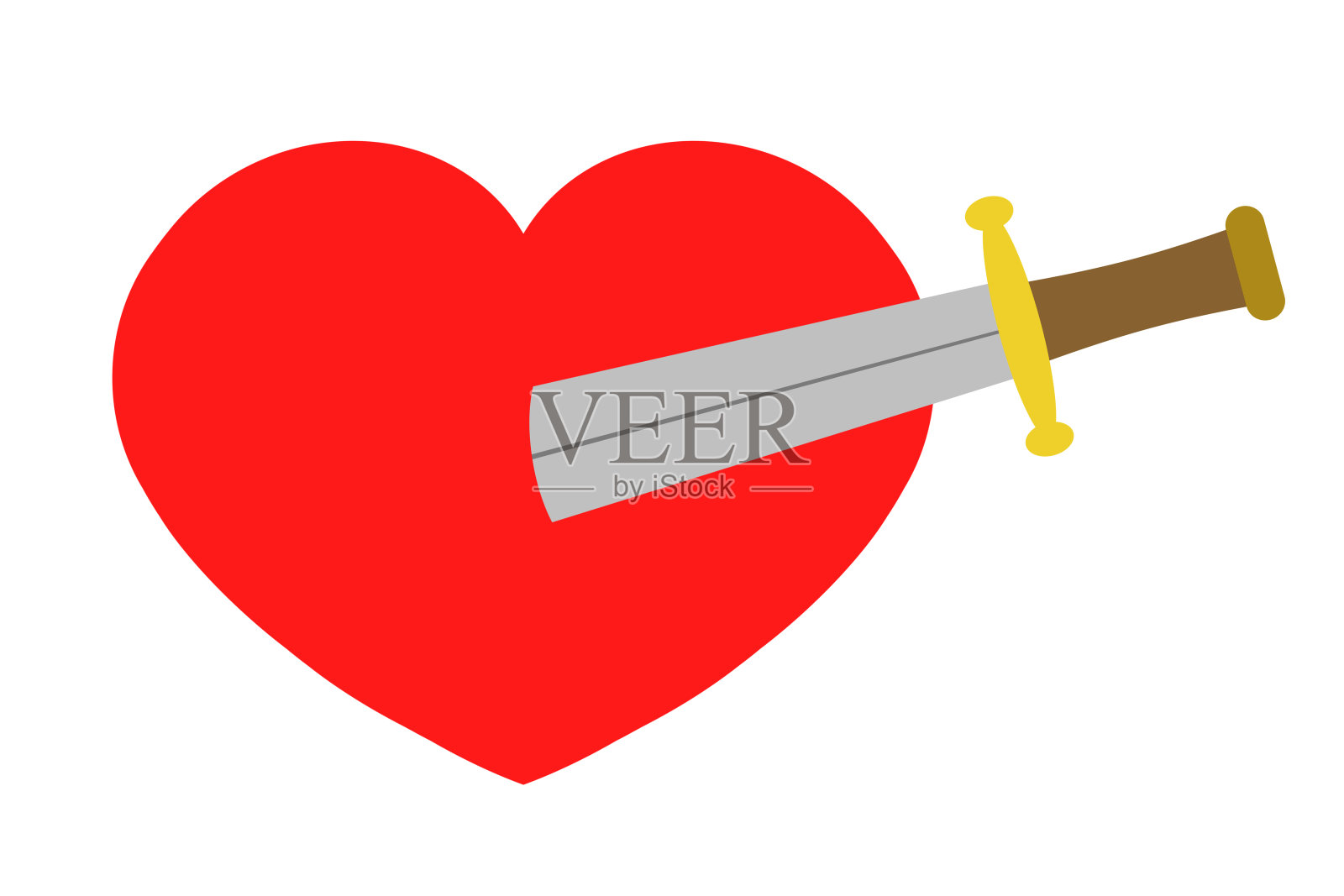 刺进心脏的剑插画图片素材