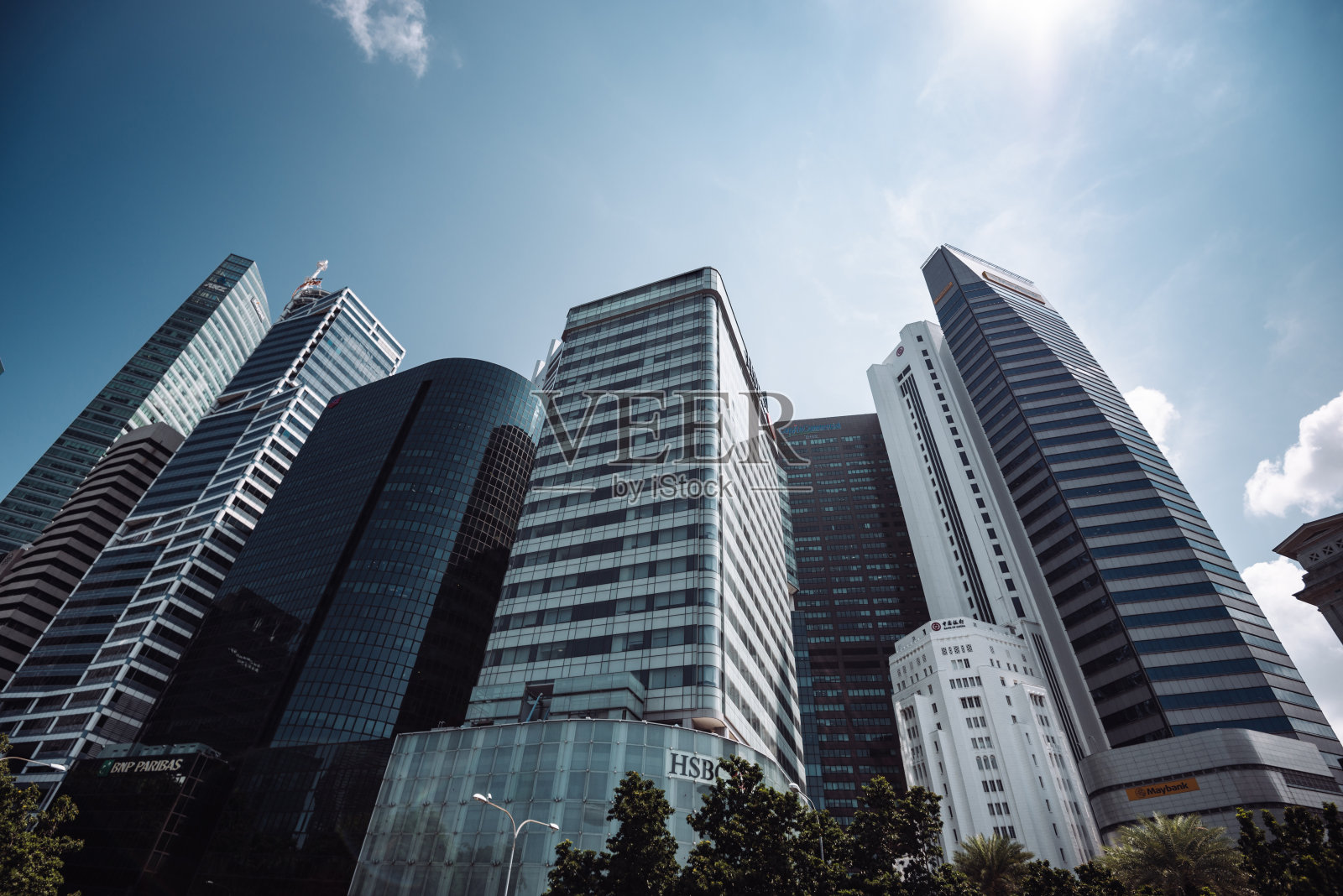 黄昏时分的新加坡天际线照片摄影图片