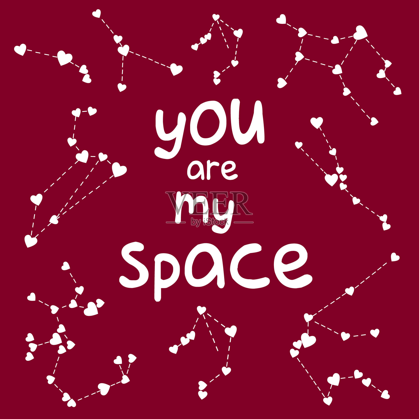 明信片你是我的空间瓦伦丁日矢量插图插画图片素材