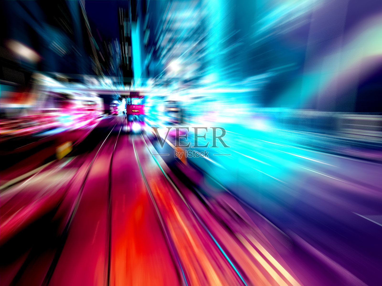 城市夜间交通灯轨迹的抽象图像照片摄影图片