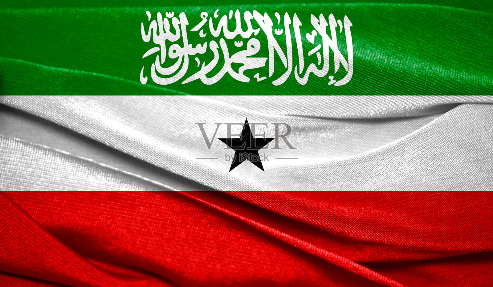 波浪形织物表面上逼真的索马里兰旗帜。完美的背景或纹理目的照片摄影图片