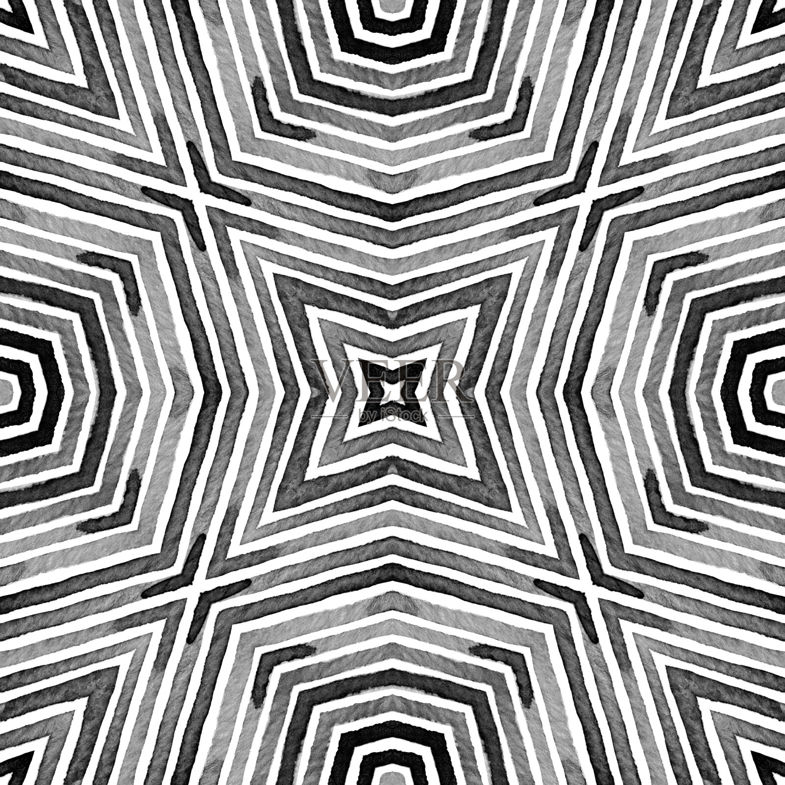 黑白几何水彩。创造性的海插画图片素材