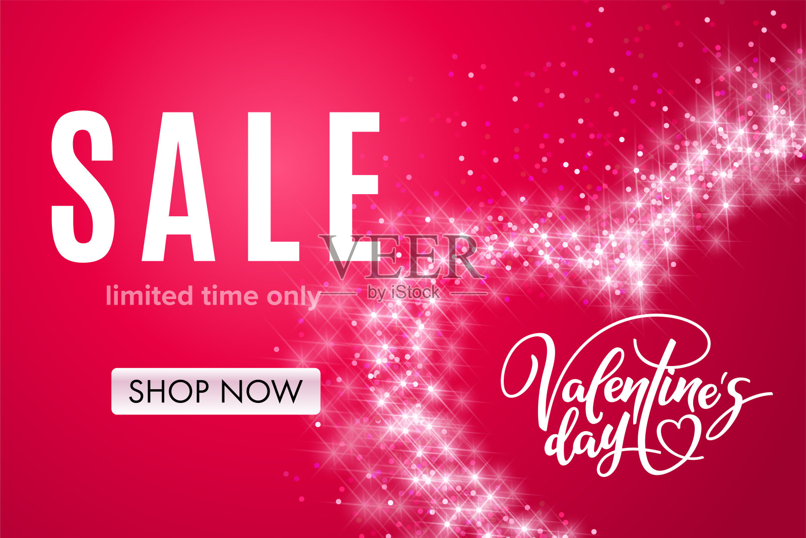 情人节节日特卖会，红色背景上亮心图案。只有有限的时间。模板的横幅，海报，购物，折扣，邀请设计模板素材