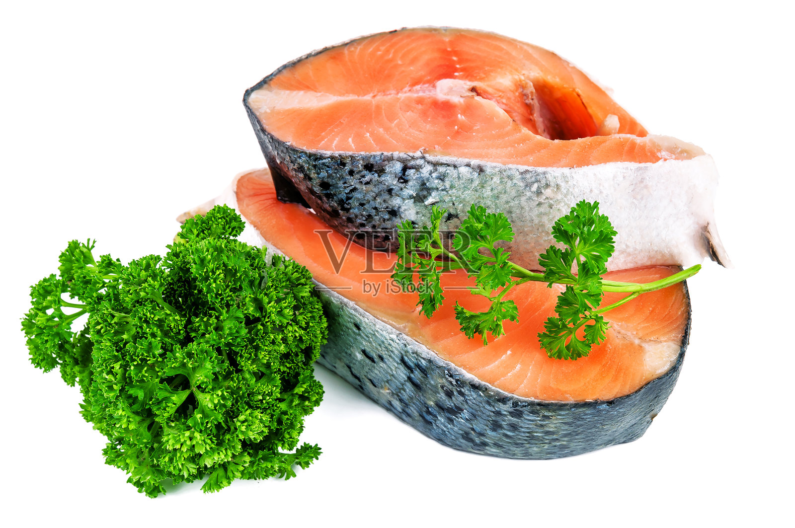 生红鱼排配白鱼照片摄影图片