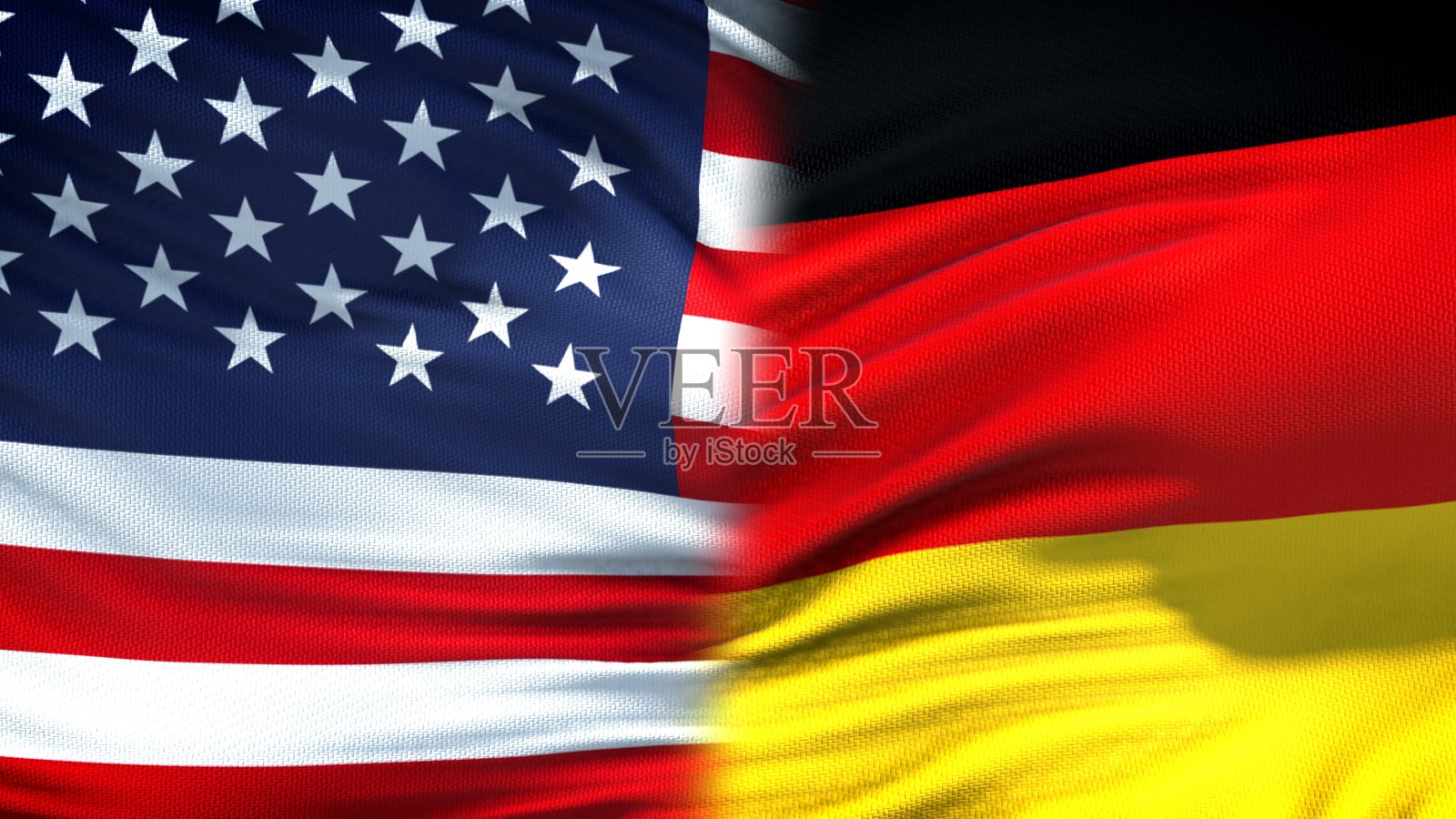 美国和德国国旗背景，外交和经济关系照片摄影图片