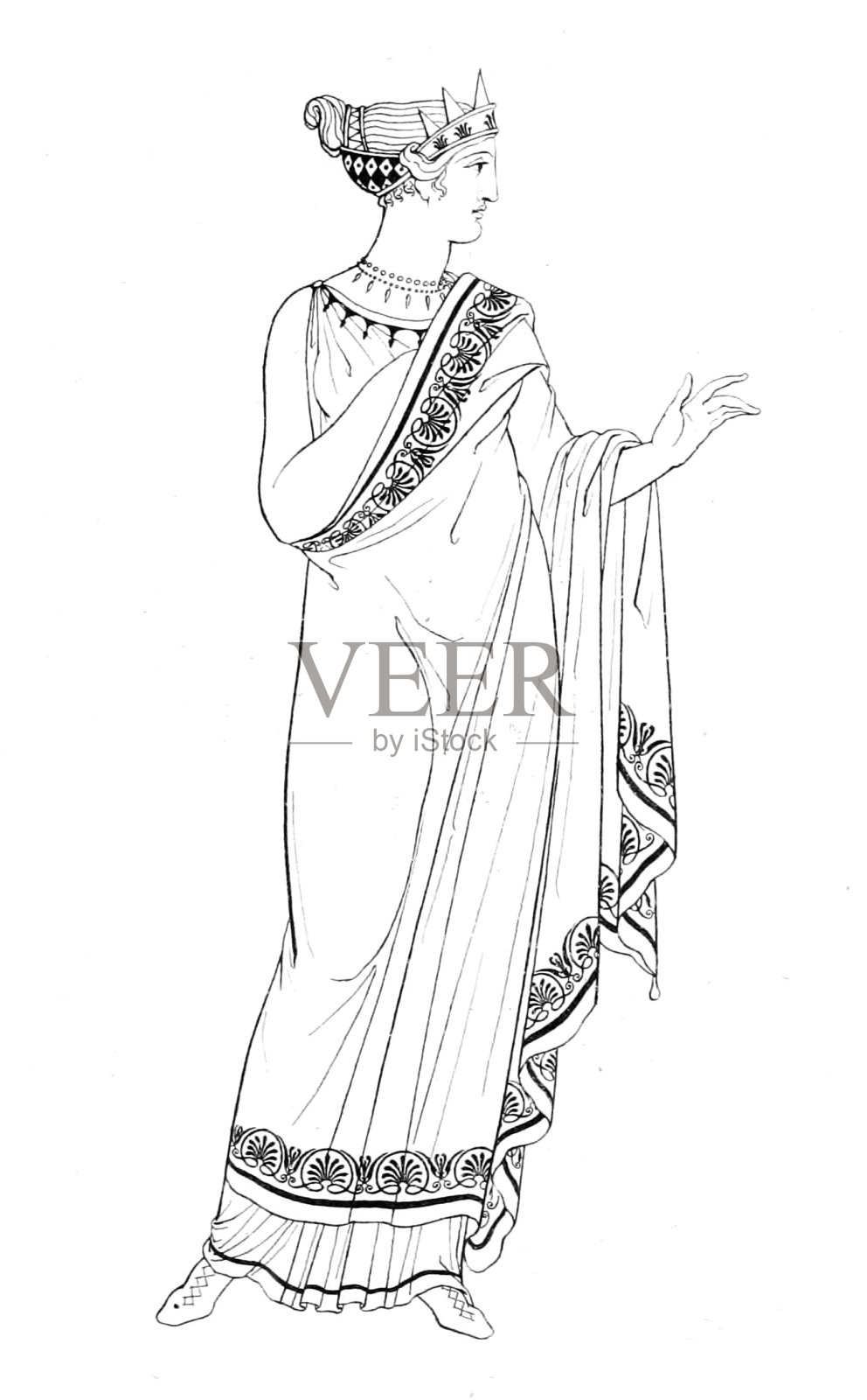 穿着希腊衣服的女人插画图片素材