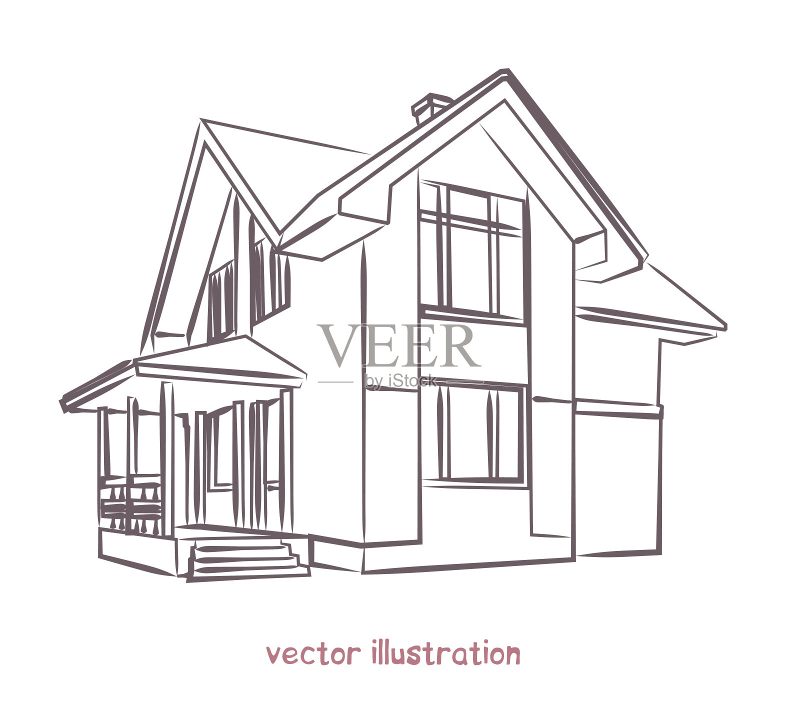 个别房屋的矢量草图插画图片素材