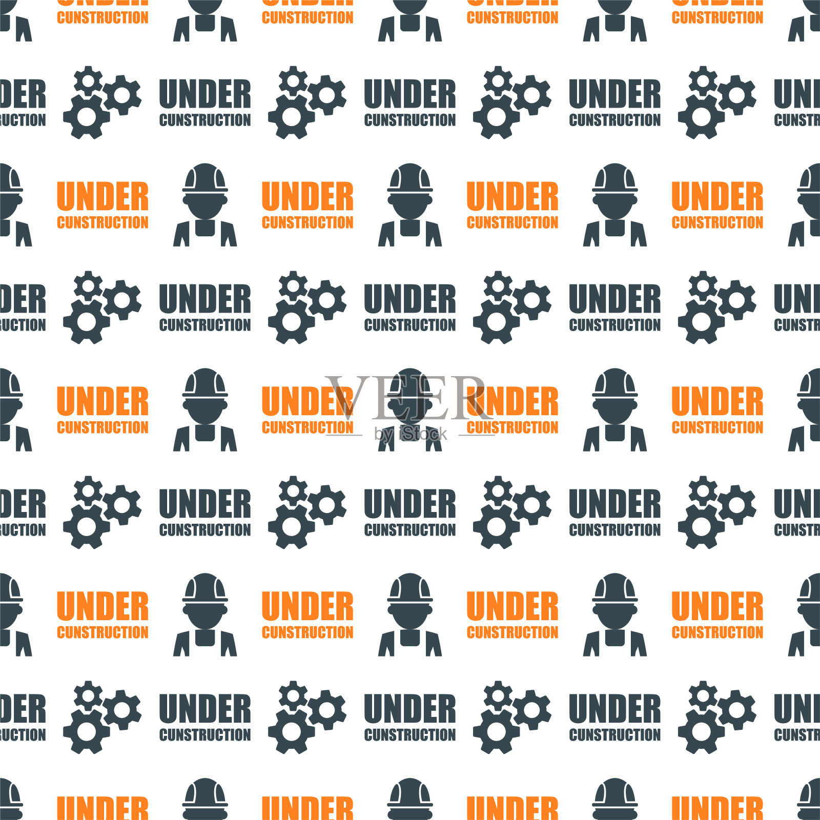 有警告标志的无模图案正在施工中插画图片素材