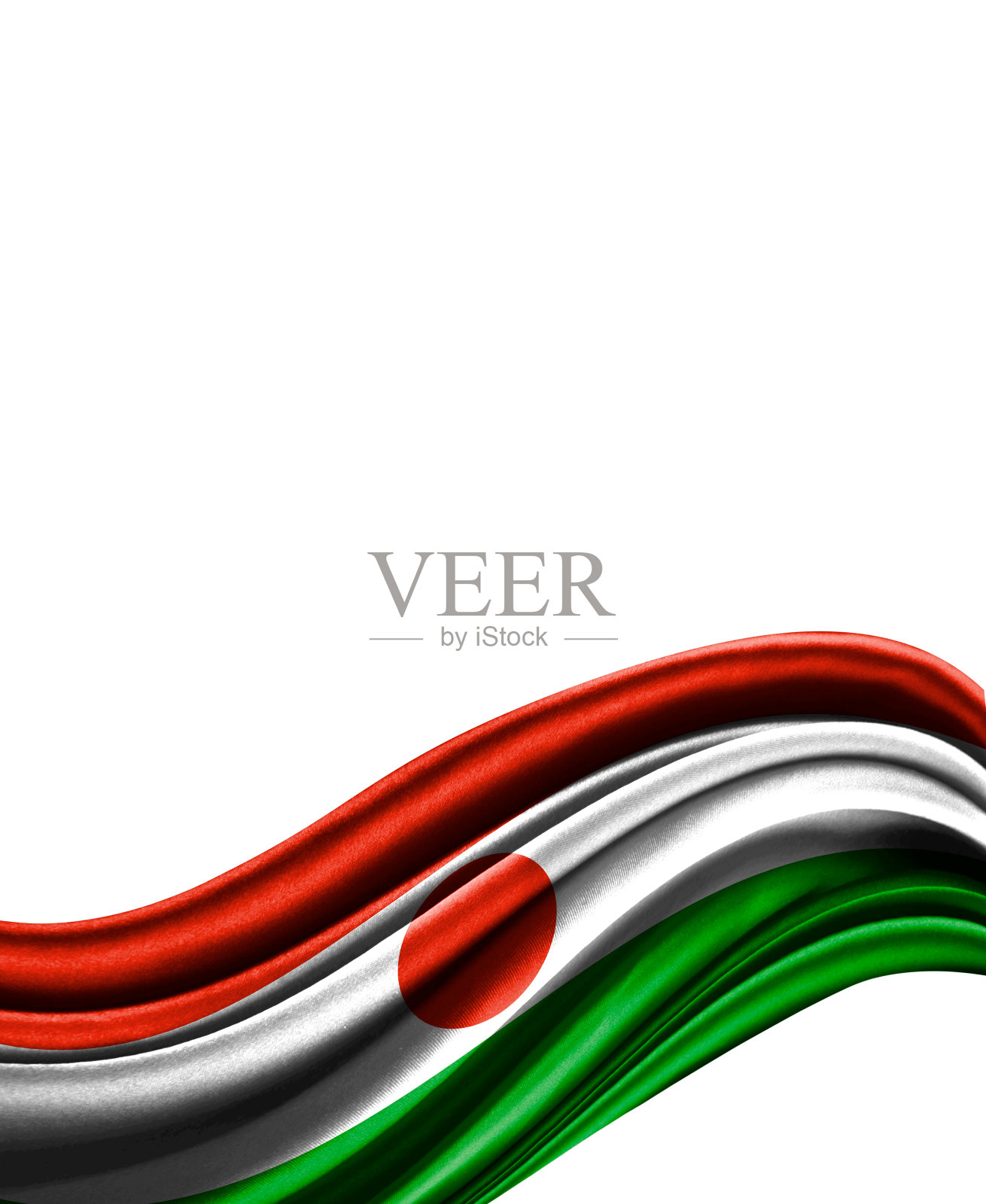 尼日尔旗上布孤立在白色背景照片摄影图片