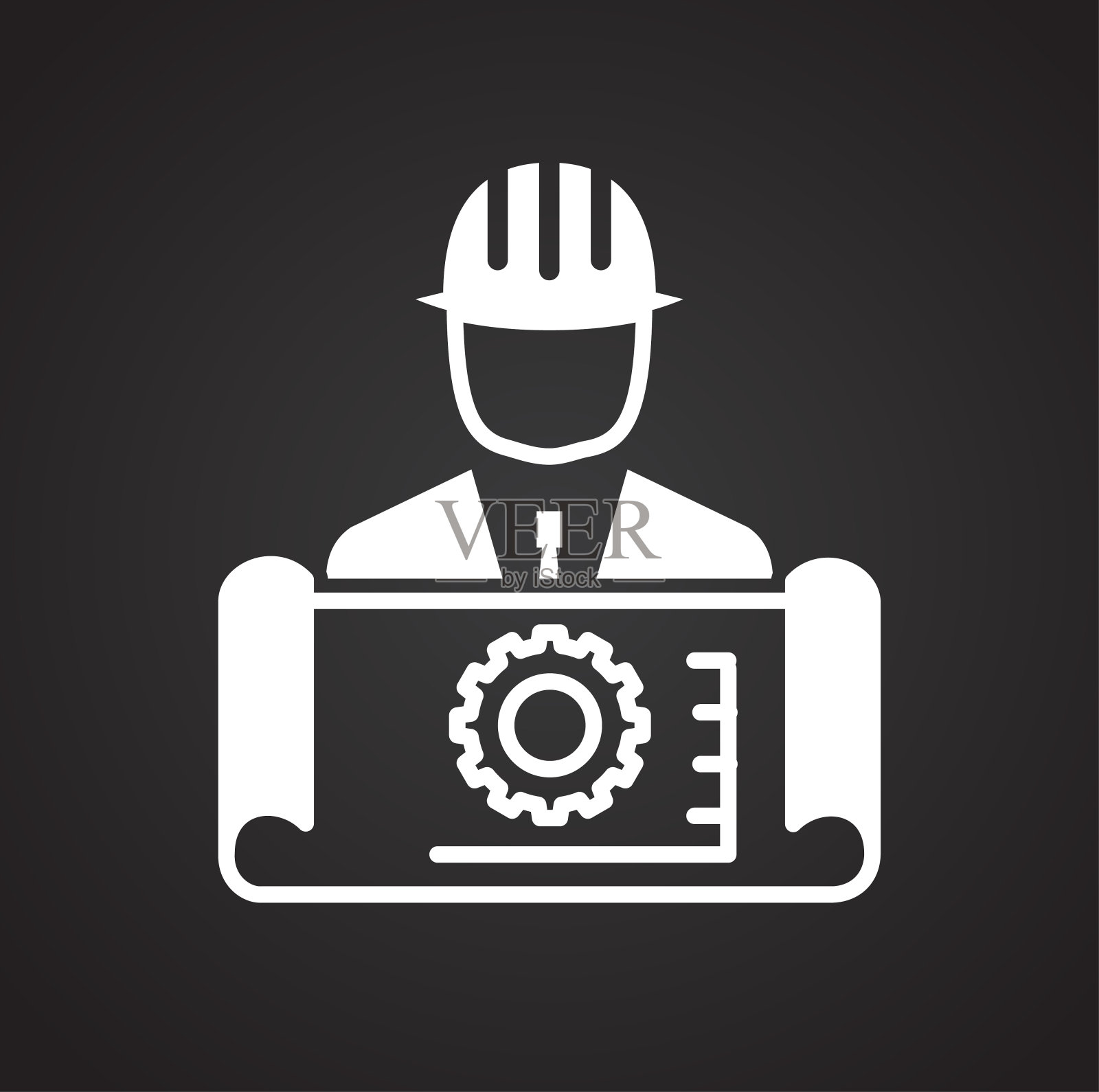 工程师图标黑色背景的图形和网页设计，现代简单的矢量符号。网络的概念。时髦的符号为网站设计网页按钮或移动应用程序。图标素材