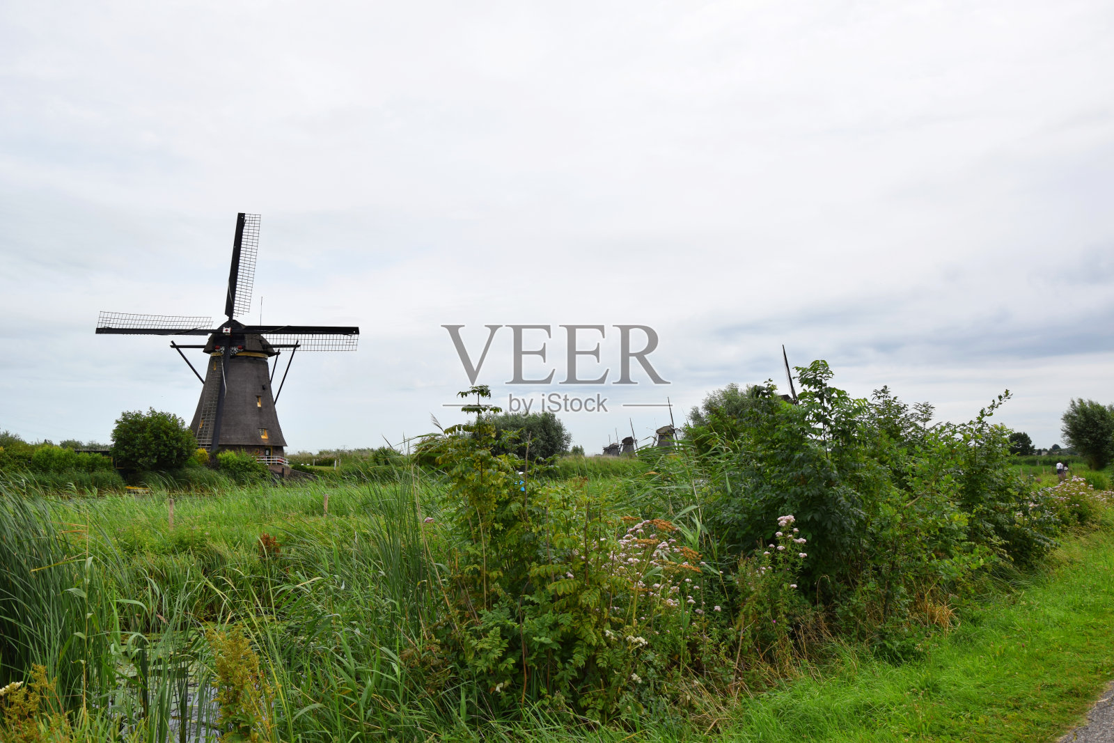 荷兰风车被联合国教科文组织列为荷兰金德迪克世界遗产照片摄影图片