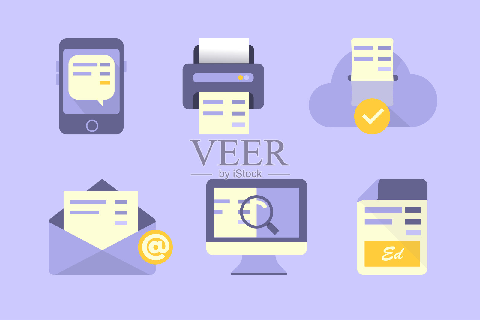 一套平面设计图标的业务插画图片素材