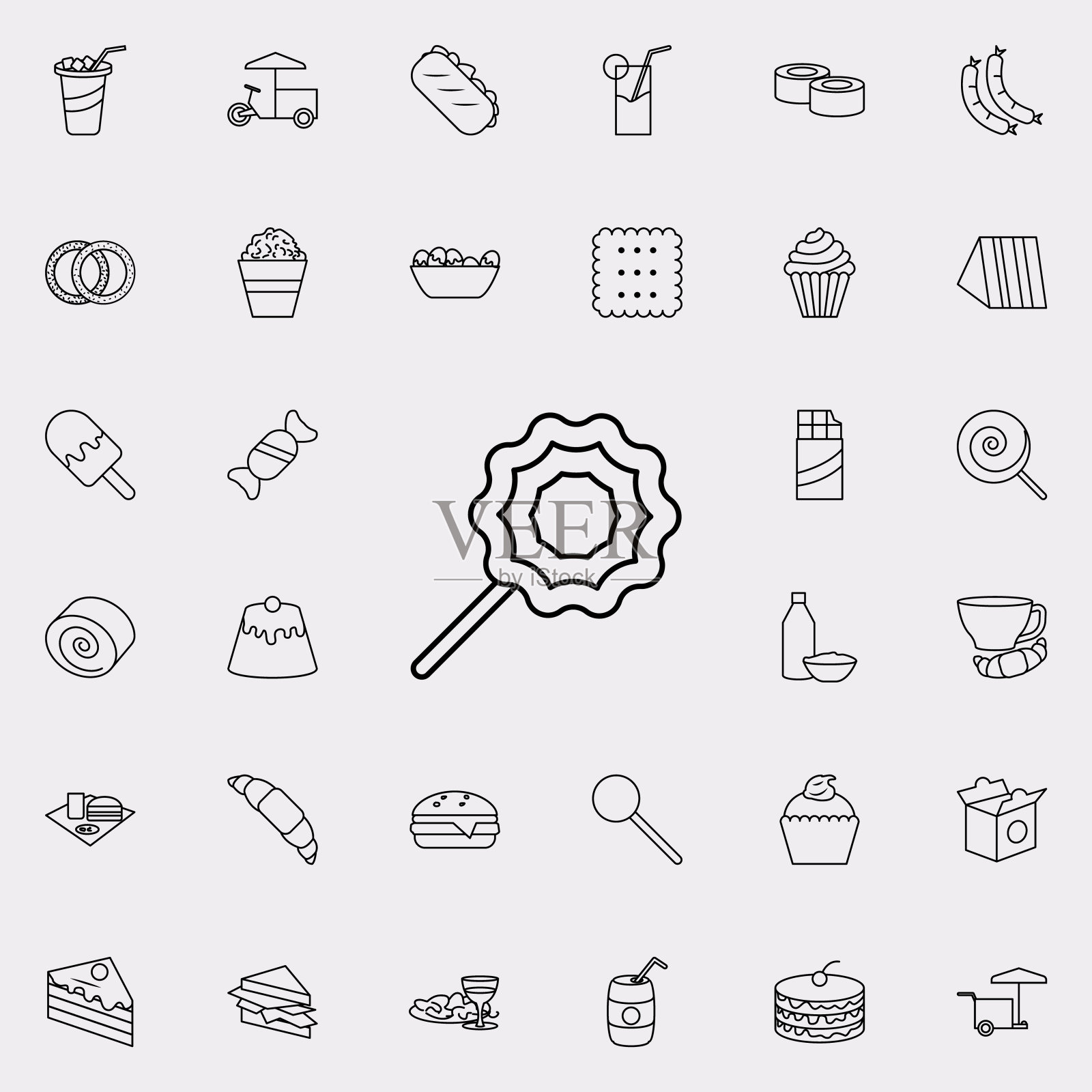 棒棒糖图标。快餐图标普遍设置为网络和移动图标素材