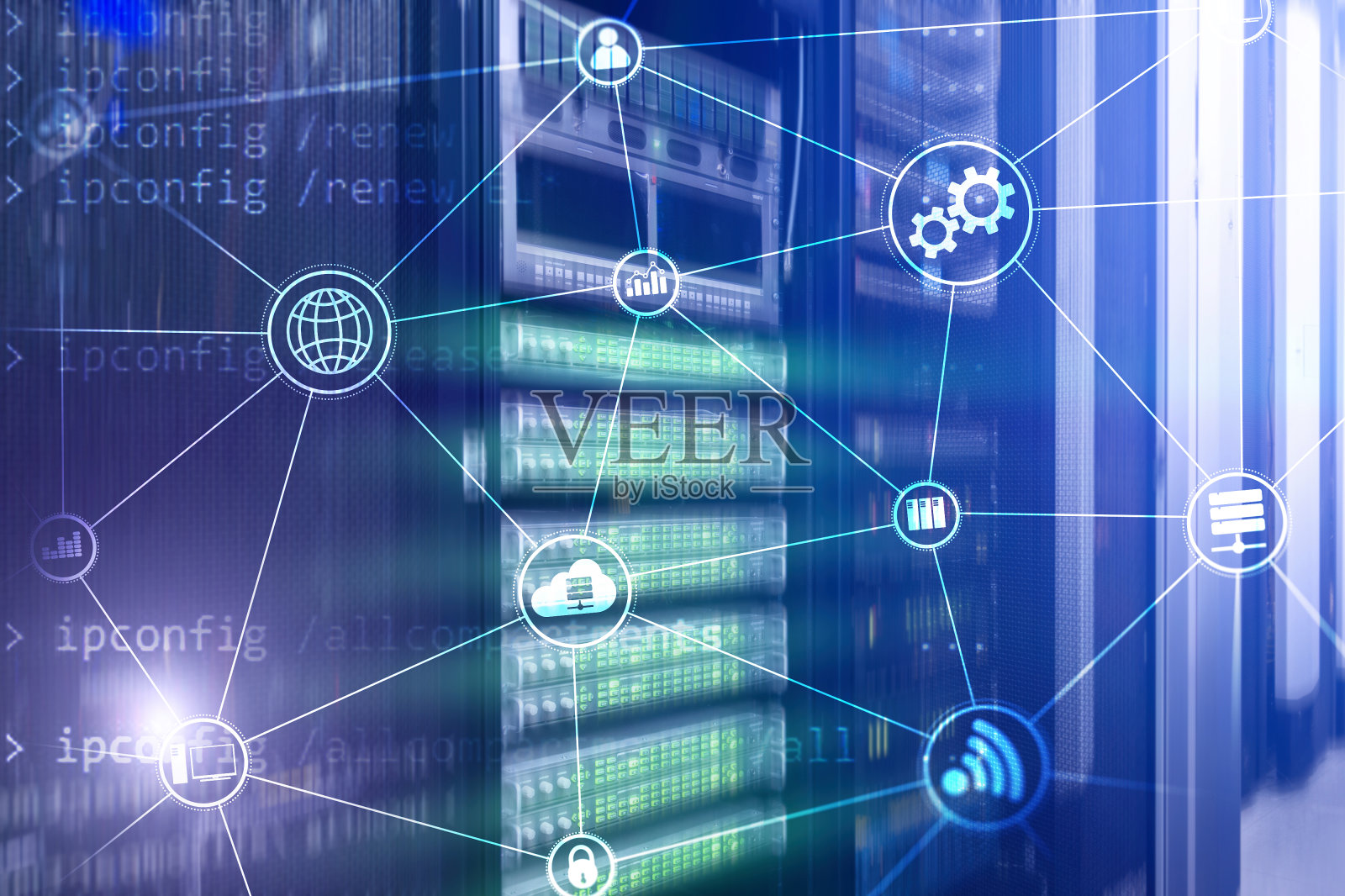 技术基础设施，云计算和通信。互联网的概念照片摄影图片