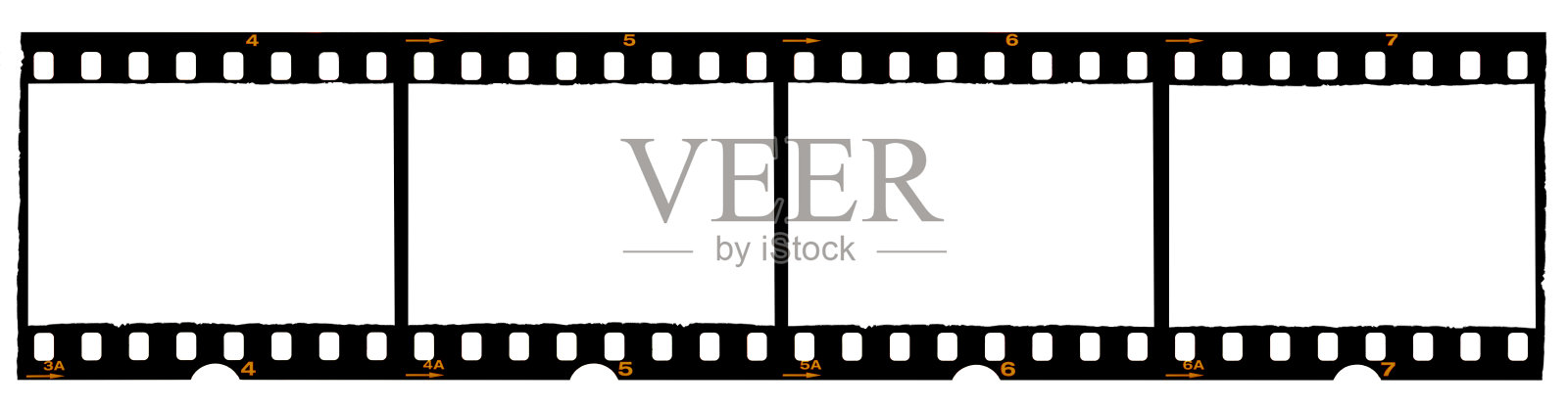 长胶片带，空白相框，为您的照片提供自由空间，真正的高分辨率35mm胶片带扫描与使用标志的白色背景照片摄影图片