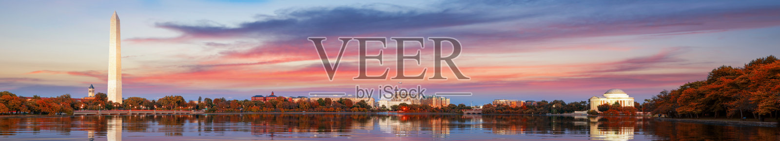 秋季公园在华盛顿特区纪念碑纪念照片摄影图片