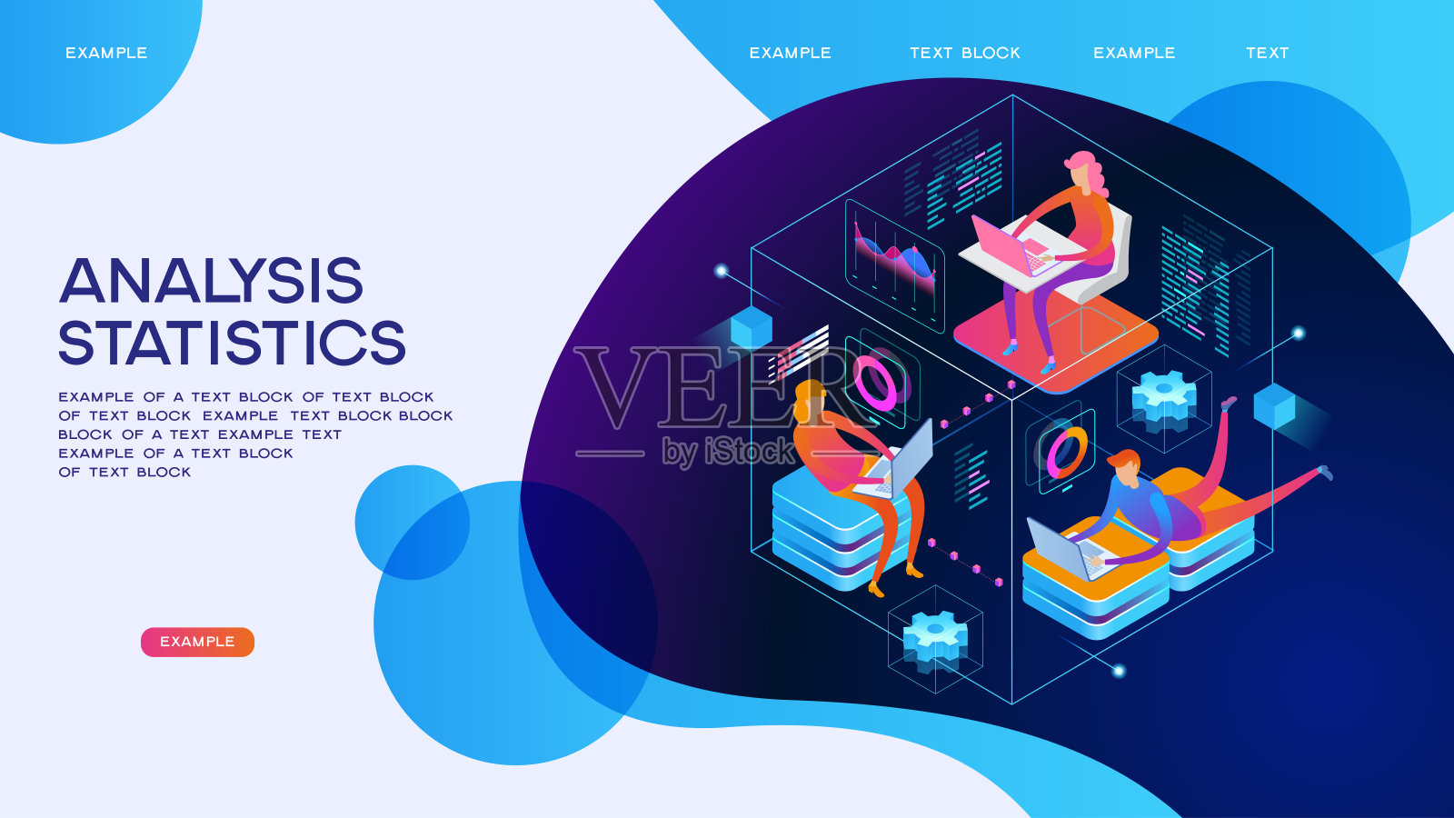 分析统计等角概念横幅插画图片素材