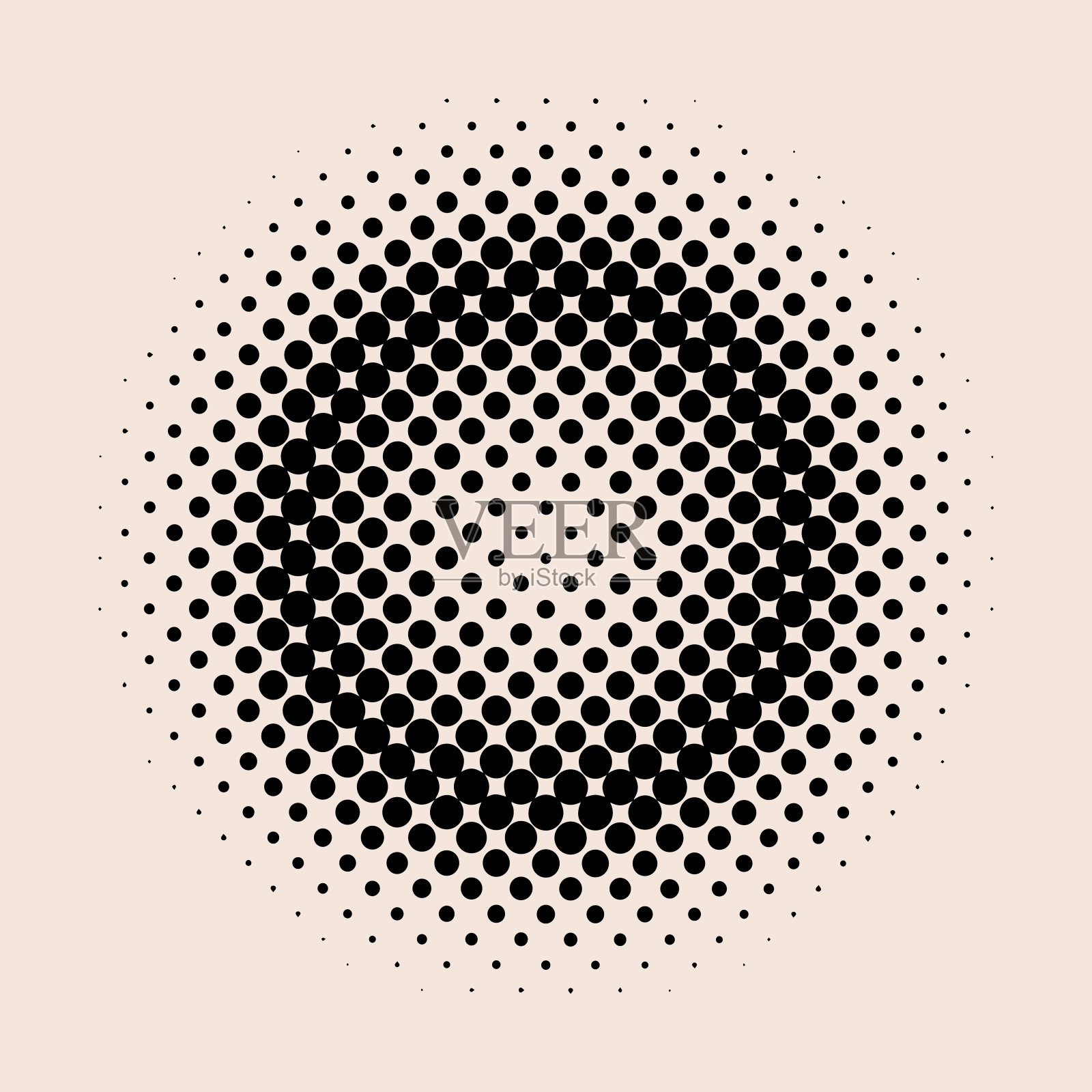 黑色复古半色调徽章上的米色背景向量插画图片素材