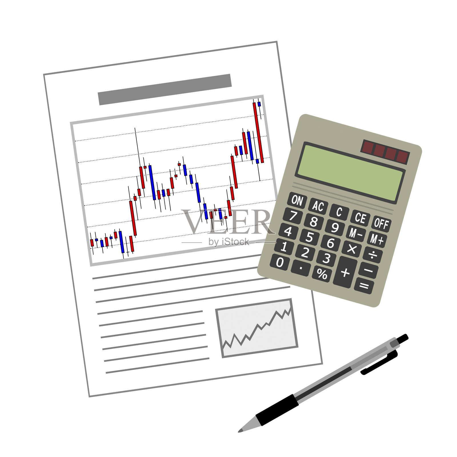 财务报表和计算器插画图片素材