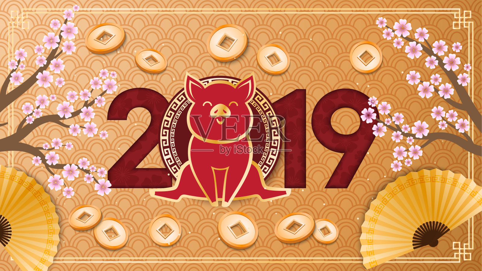 中国新年背景插画图片素材