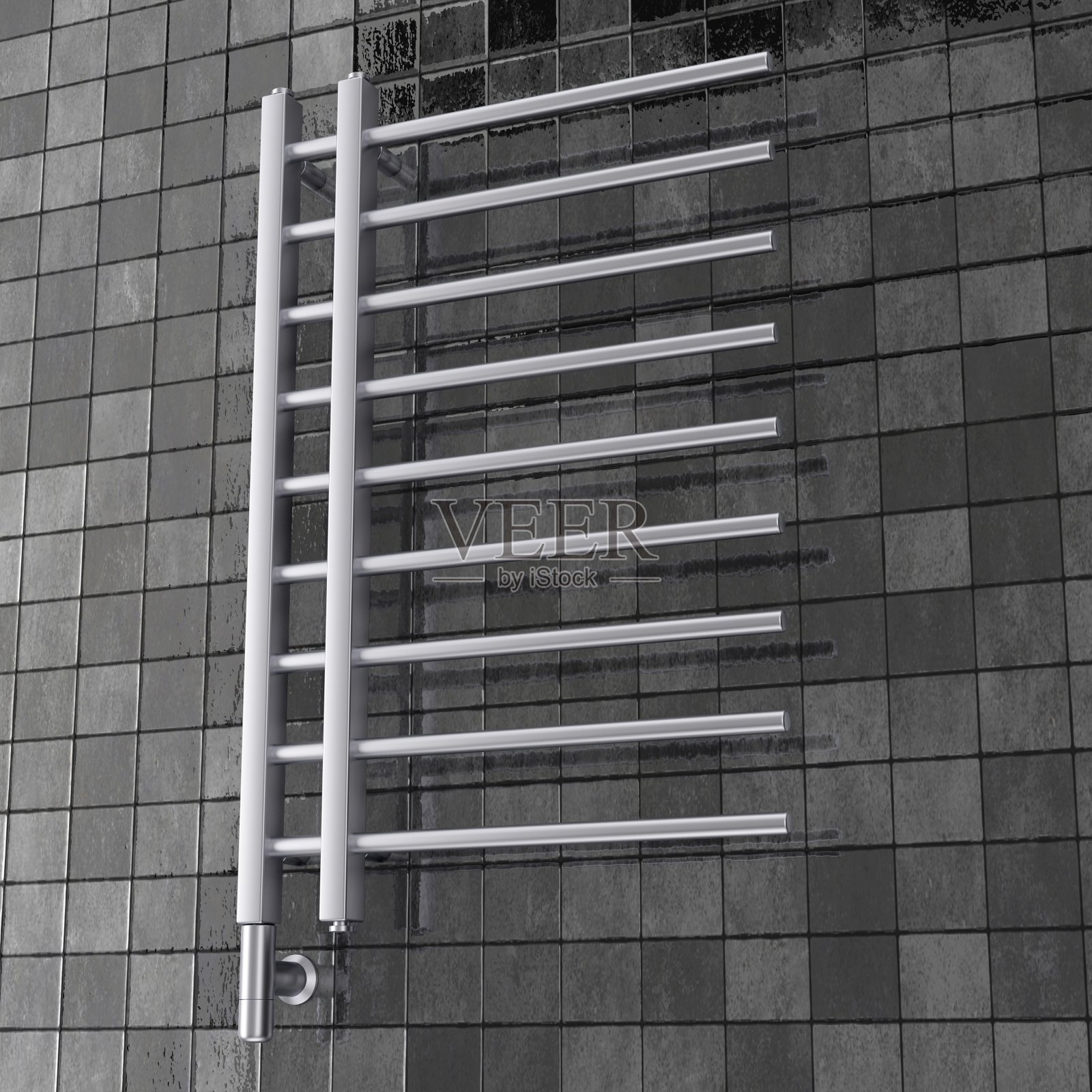 浴室毛巾加热器暖轨。3d渲染照片摄影图片