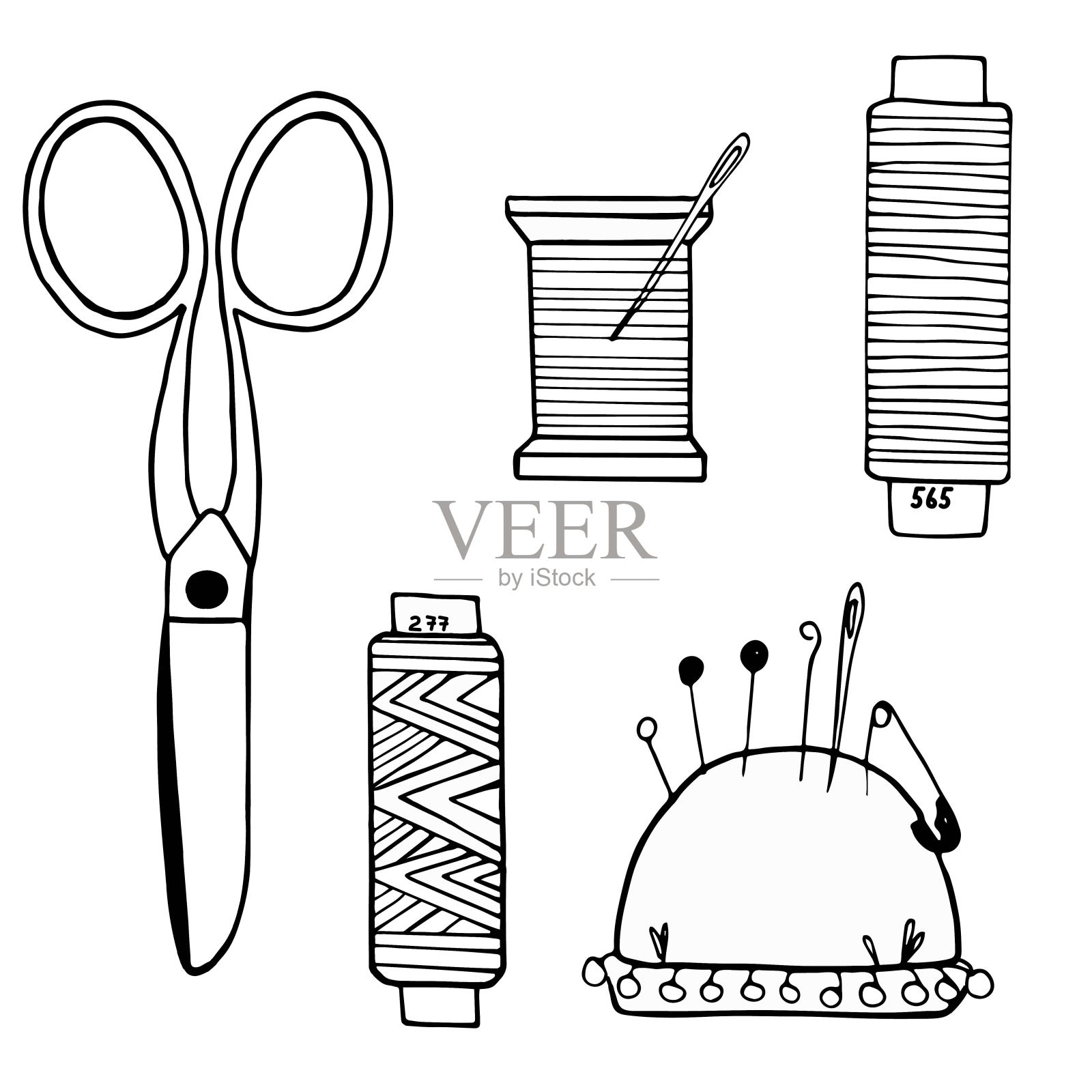 缝纫矢量元素集插画图片素材