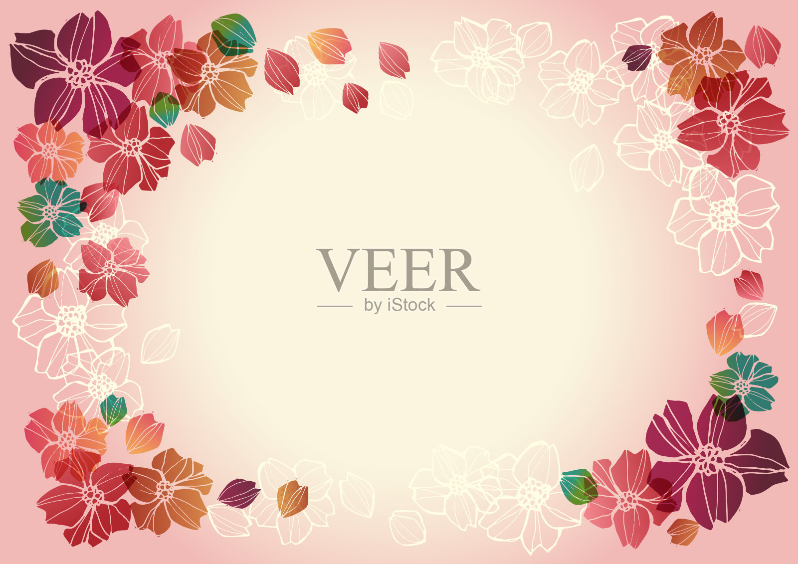 日本图案框架樱花粉红色插画图片素材