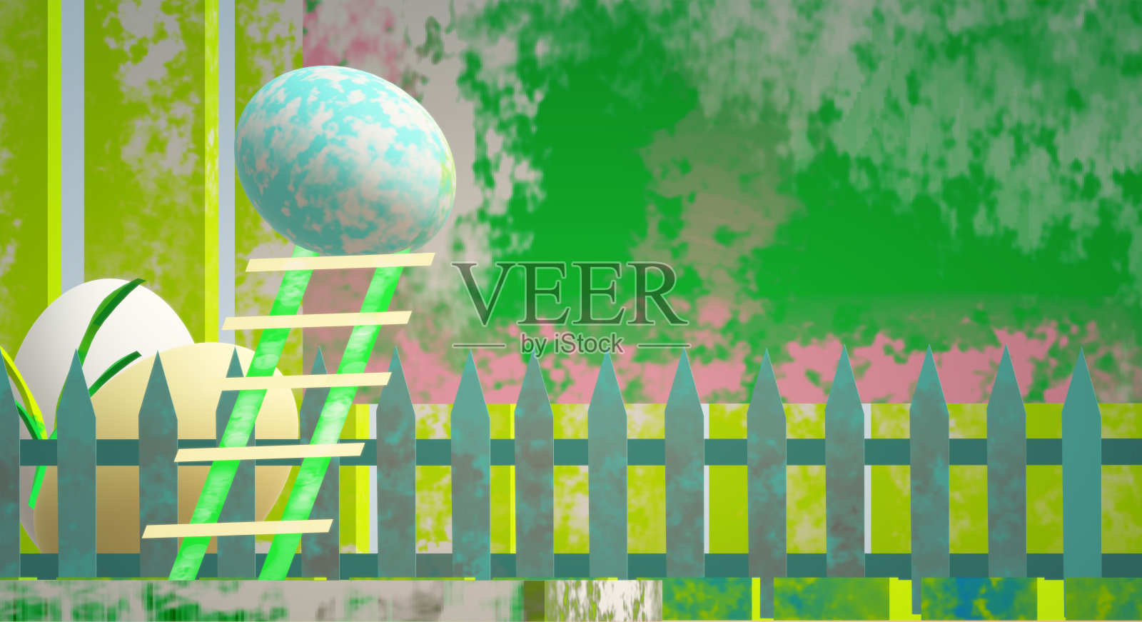 复活节背景/ 3D渲染照片摄影图片