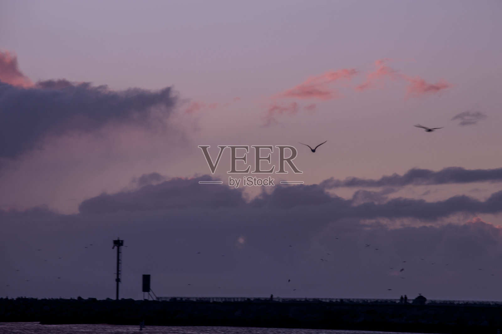 日落在马里纳德雷码头在洛杉矶，加利福尼亚州照片摄影图片