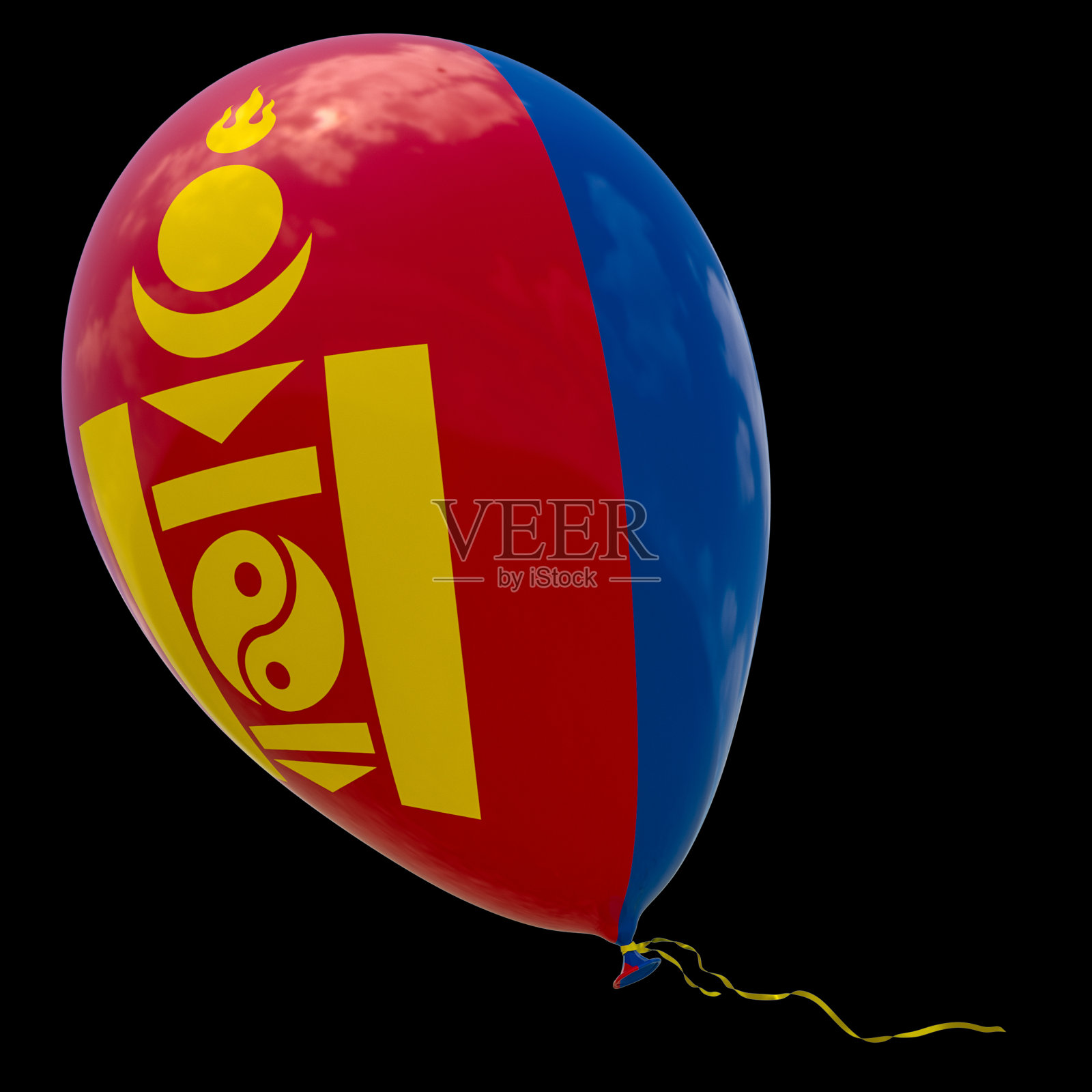 带有蒙古国旗图案的气球。照片摄影图片