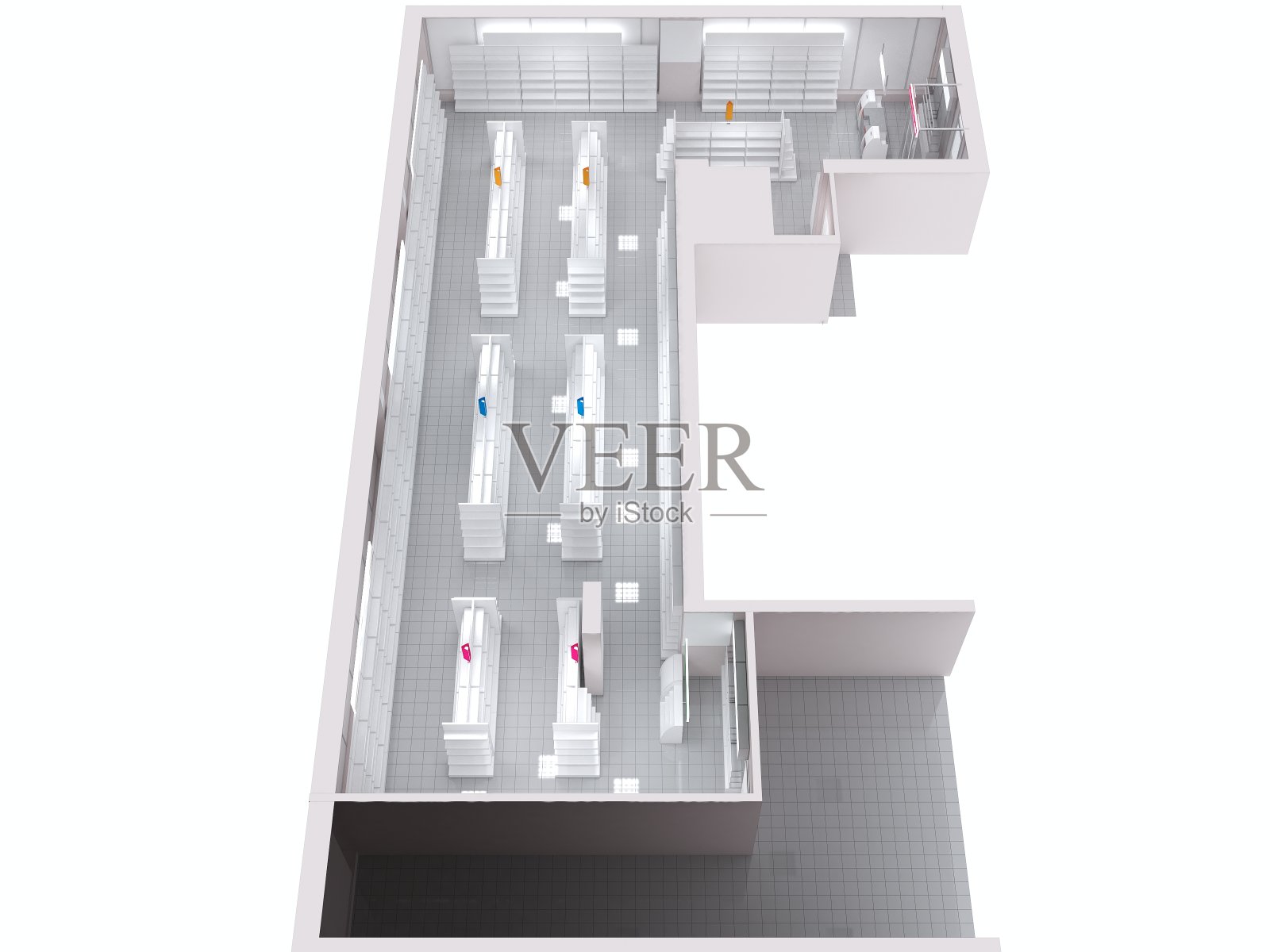 商店，商店，购物中心，室内可视化，3D插图照片摄影图片