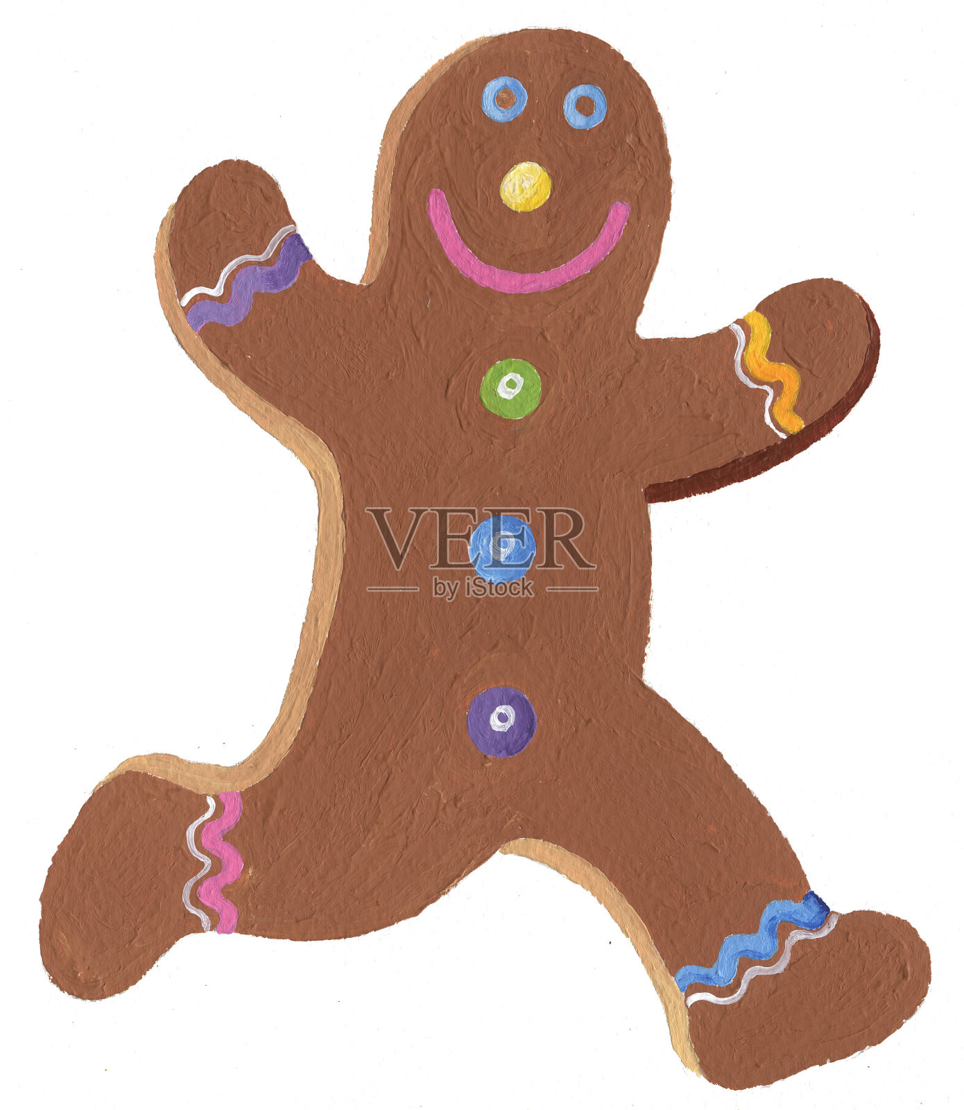 姜饼人被孤立在白色背景上插画图片素材