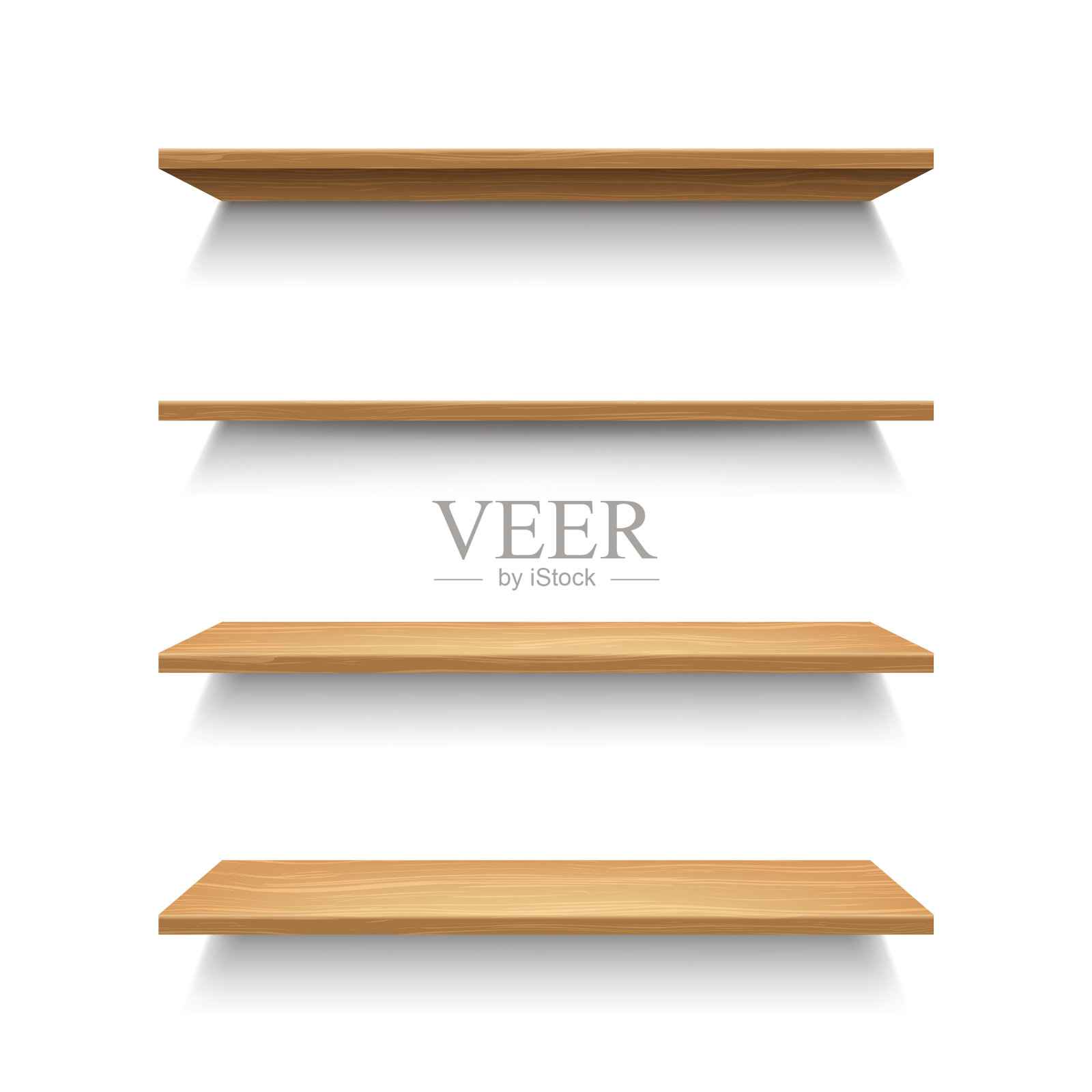 逼真的3d详细木架子设置。向量插画图片素材