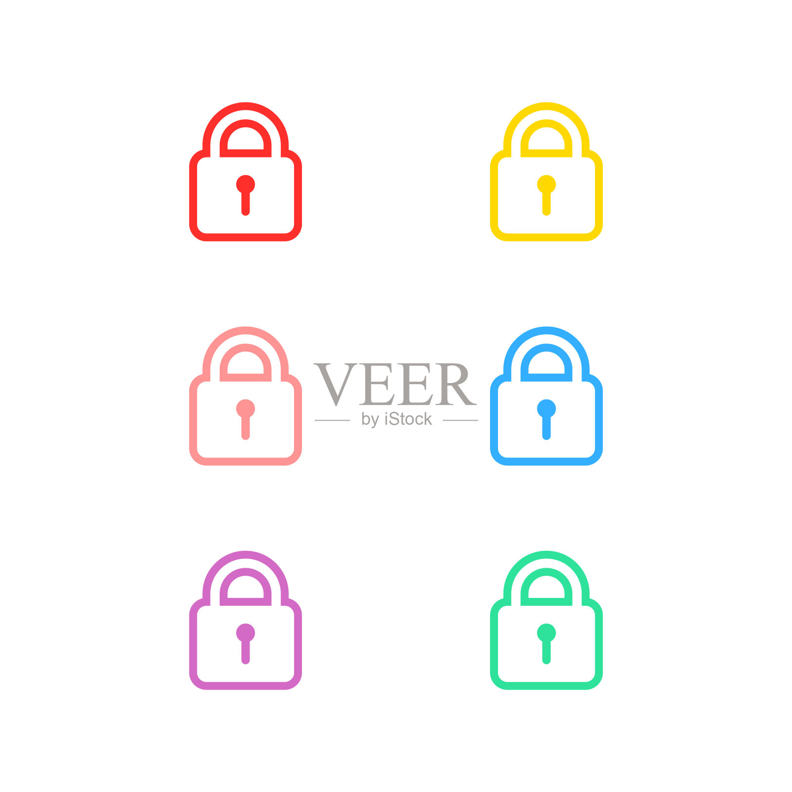 挂锁彩色集隔离矢量插画图片素材