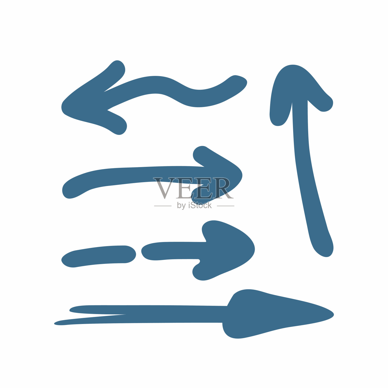 手绘的蓝色箭头。素描,涂鸦。插画图片素材