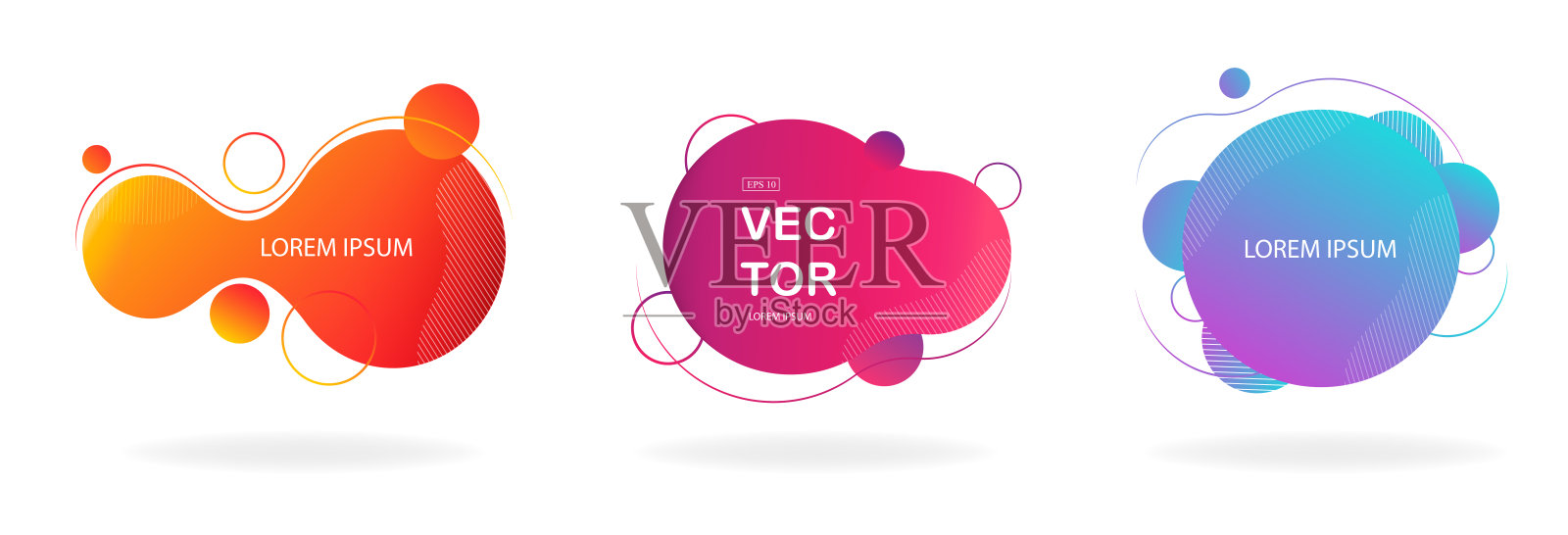 流体颜色徽章套装。抽象图形构成。Eps10向量。插画图片素材